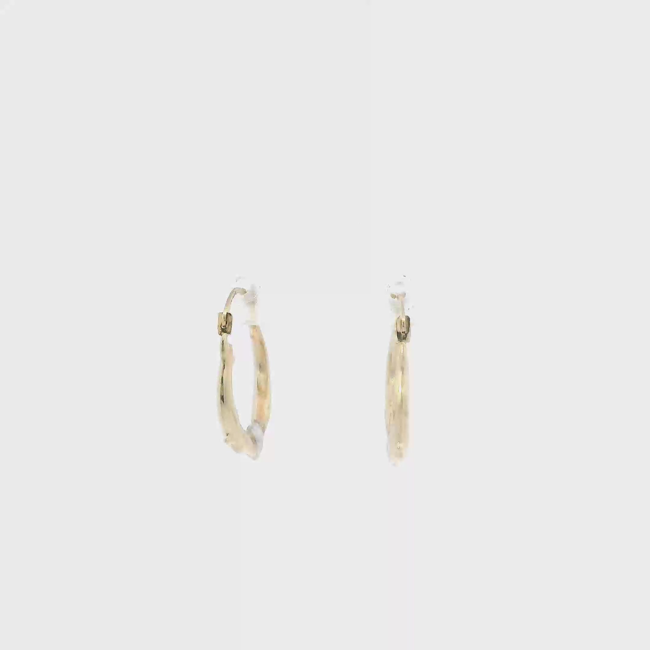 10K Yellow & White Gold Double Dolphin & Heart Hoop Earrings