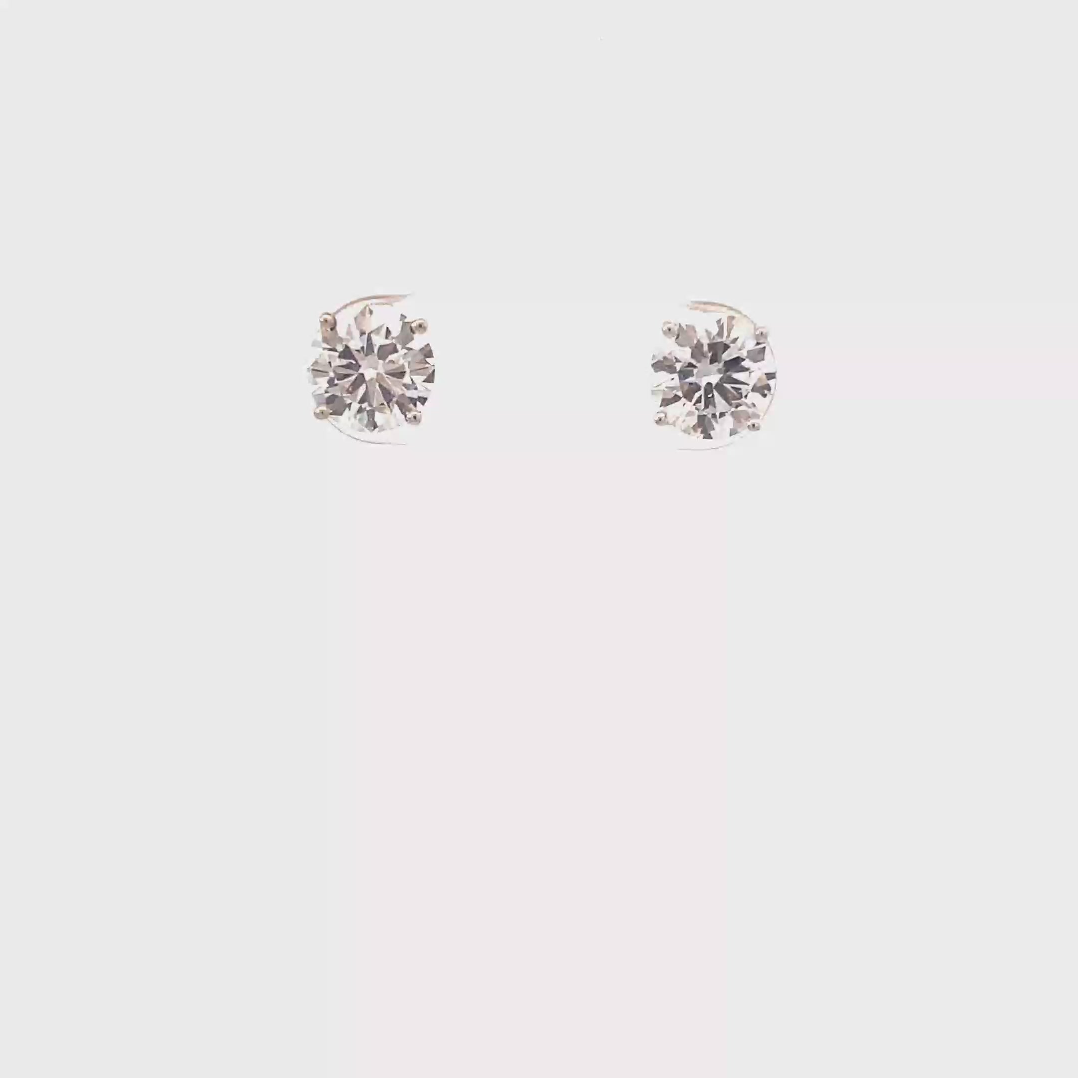 New 14K White Gold Lab Diamond Solitaire Earrings - 2.0ct