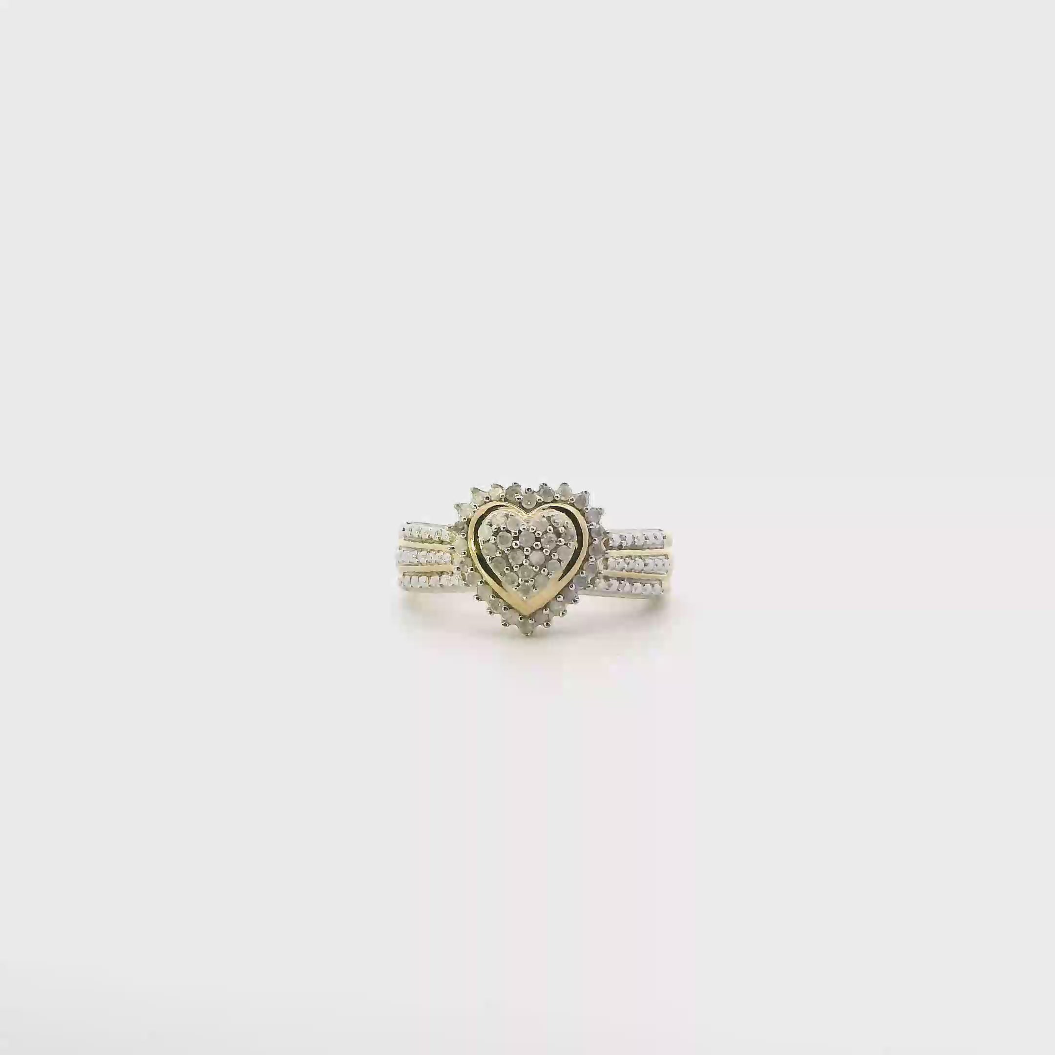 Silver Gold Tone Diamond Cluster Heart Ring - 0.22ct