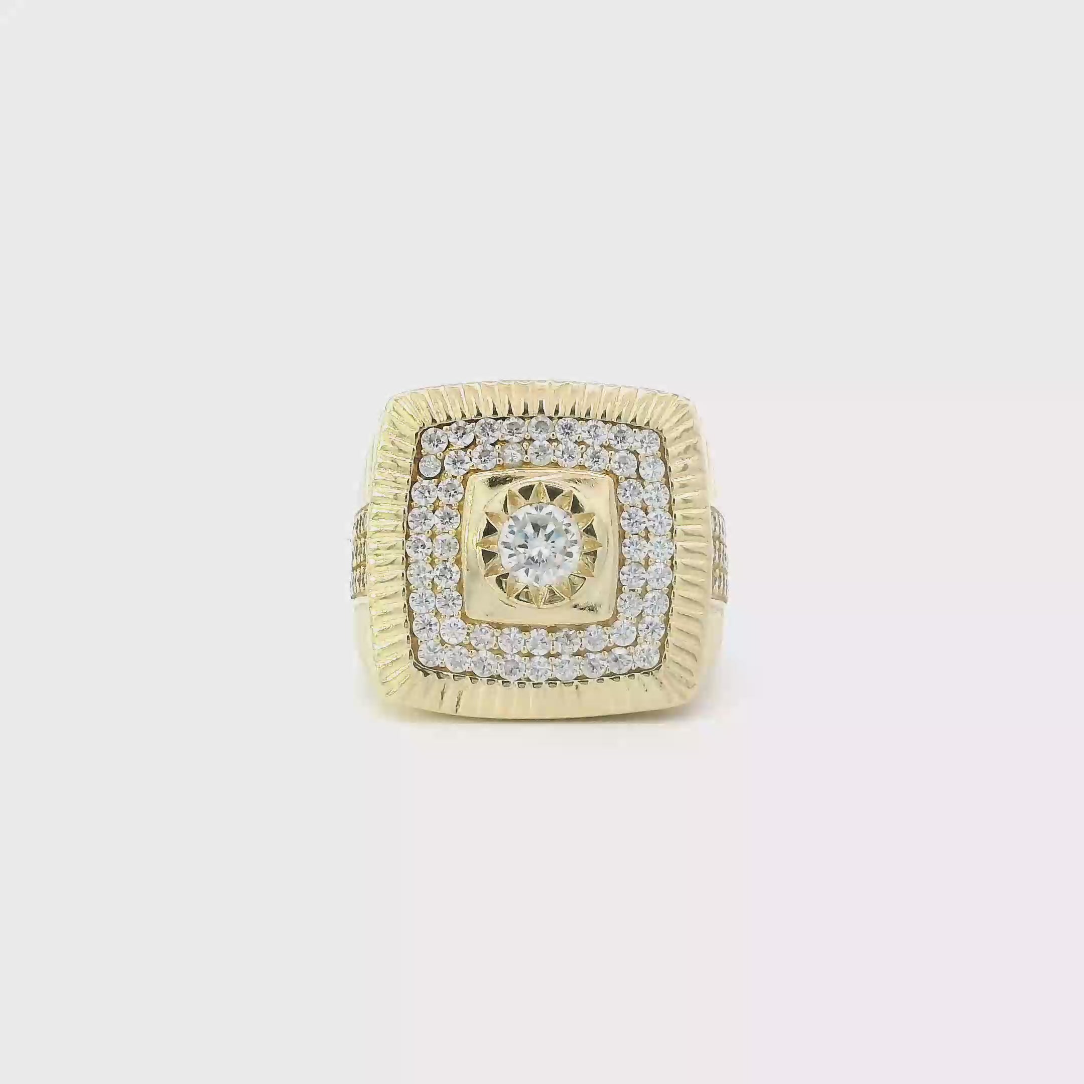 10K Yellow Gold Square Cz Rolex Ring