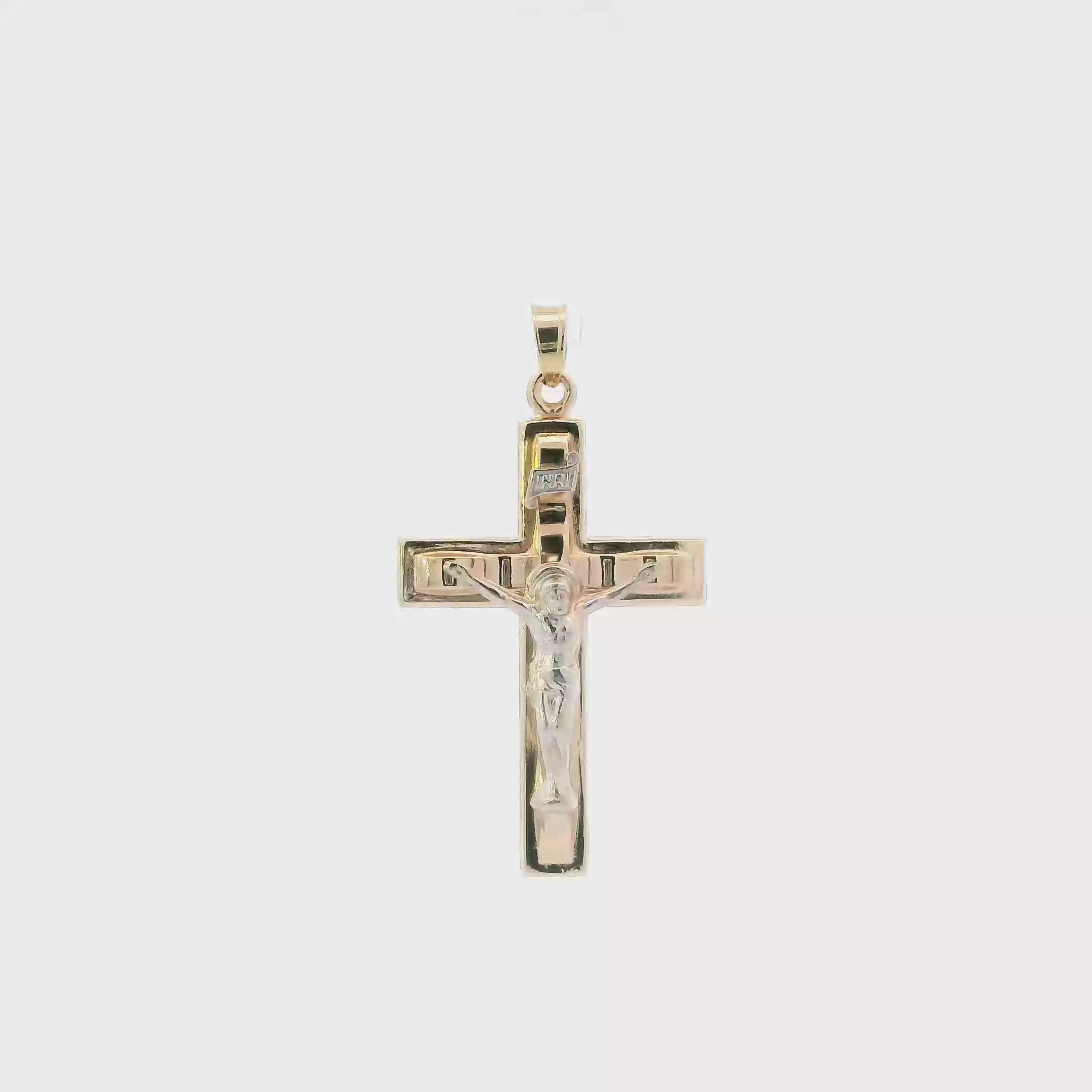 14K Yellow & White Gold Crucifix Pendant