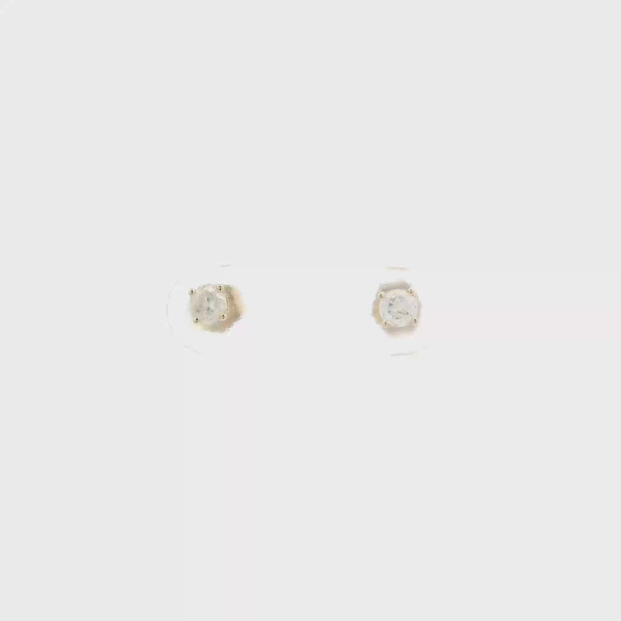 14K Yellow Gold Solitare Diamond Earrings