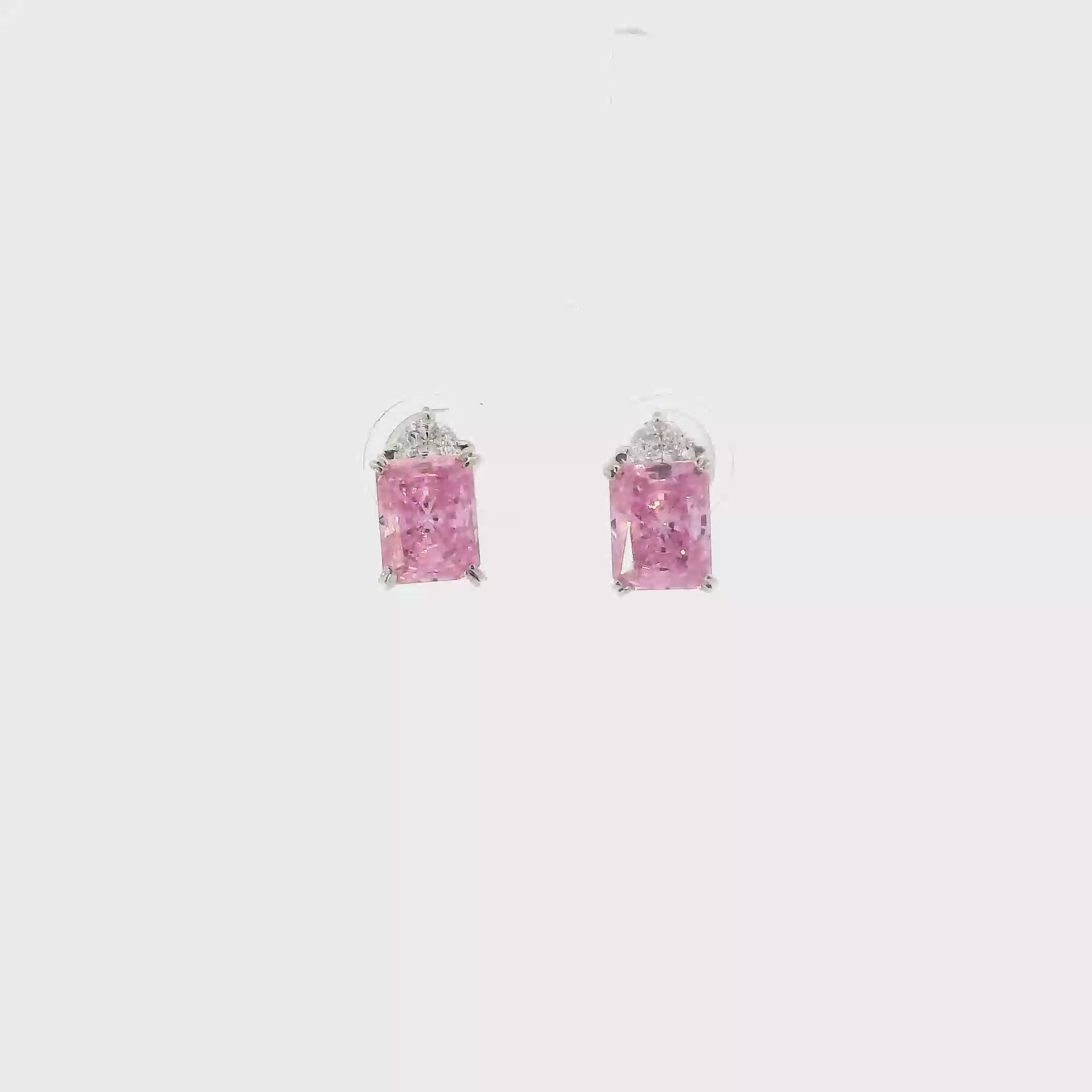 10K White Gold Pink Cz & White Cz Ring & Earrings Set