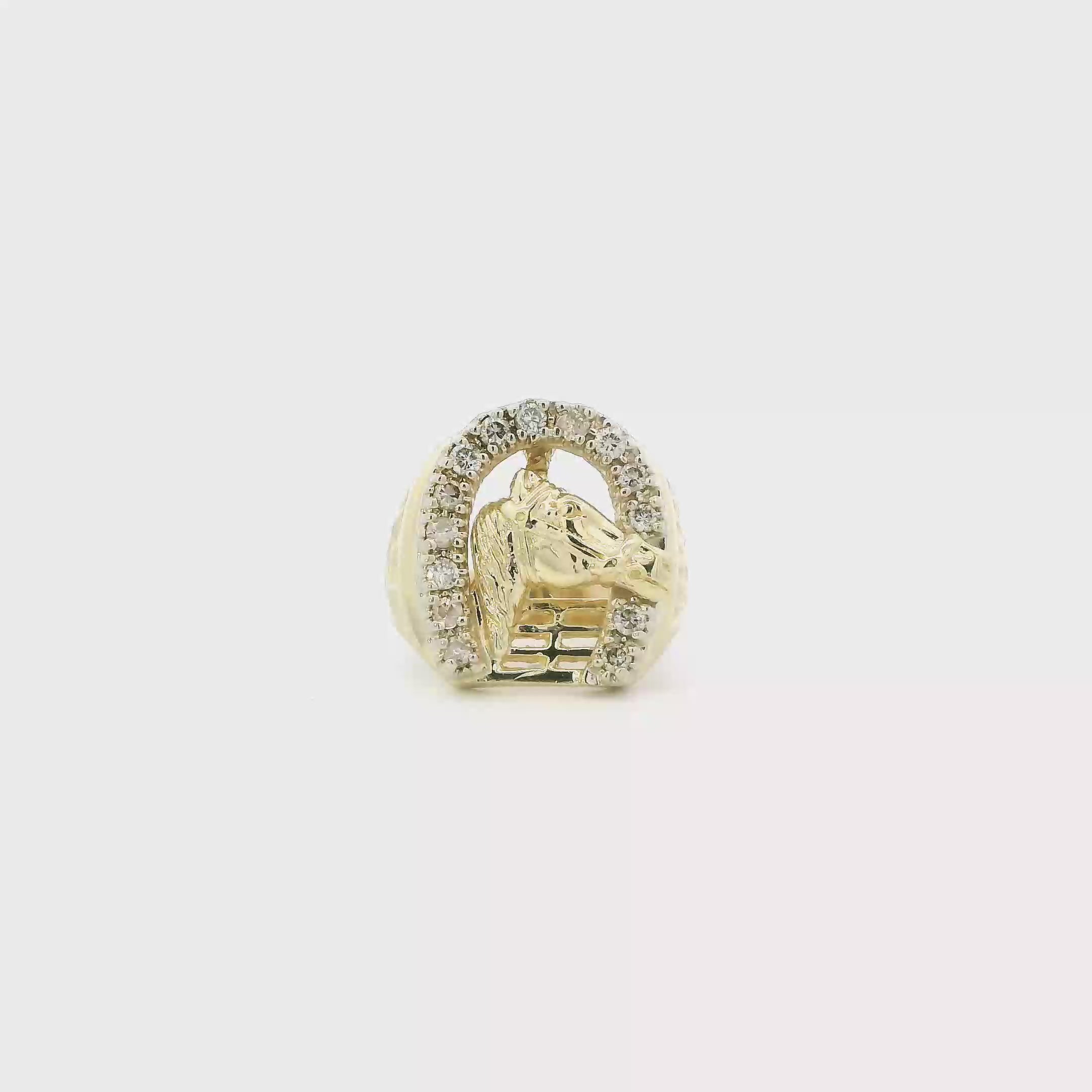 14K Yellow Gold Diamond Hose & Horseshoe Ring - 0.42ct