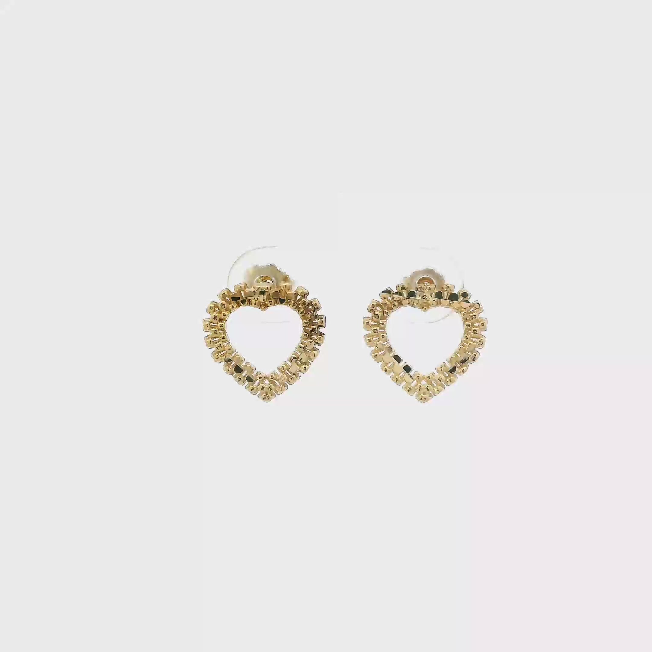10K Yellow Gold Rolex Heart Stud Earrings