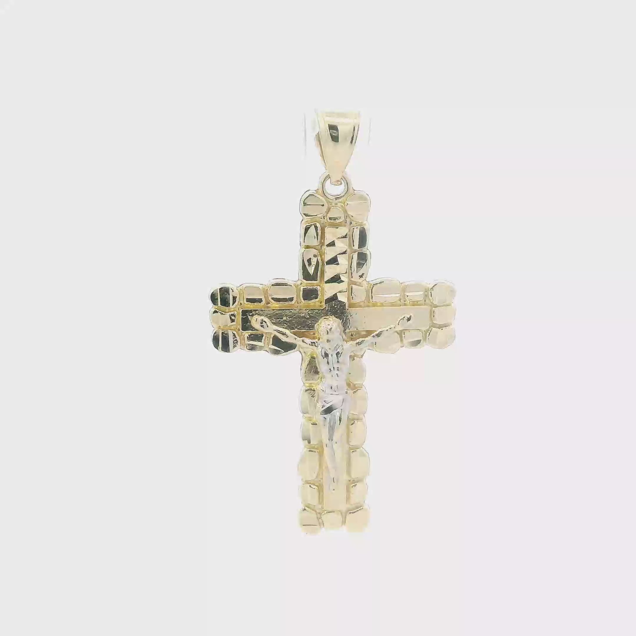 10K Yellow Gold Nugget Crucifix Pendant