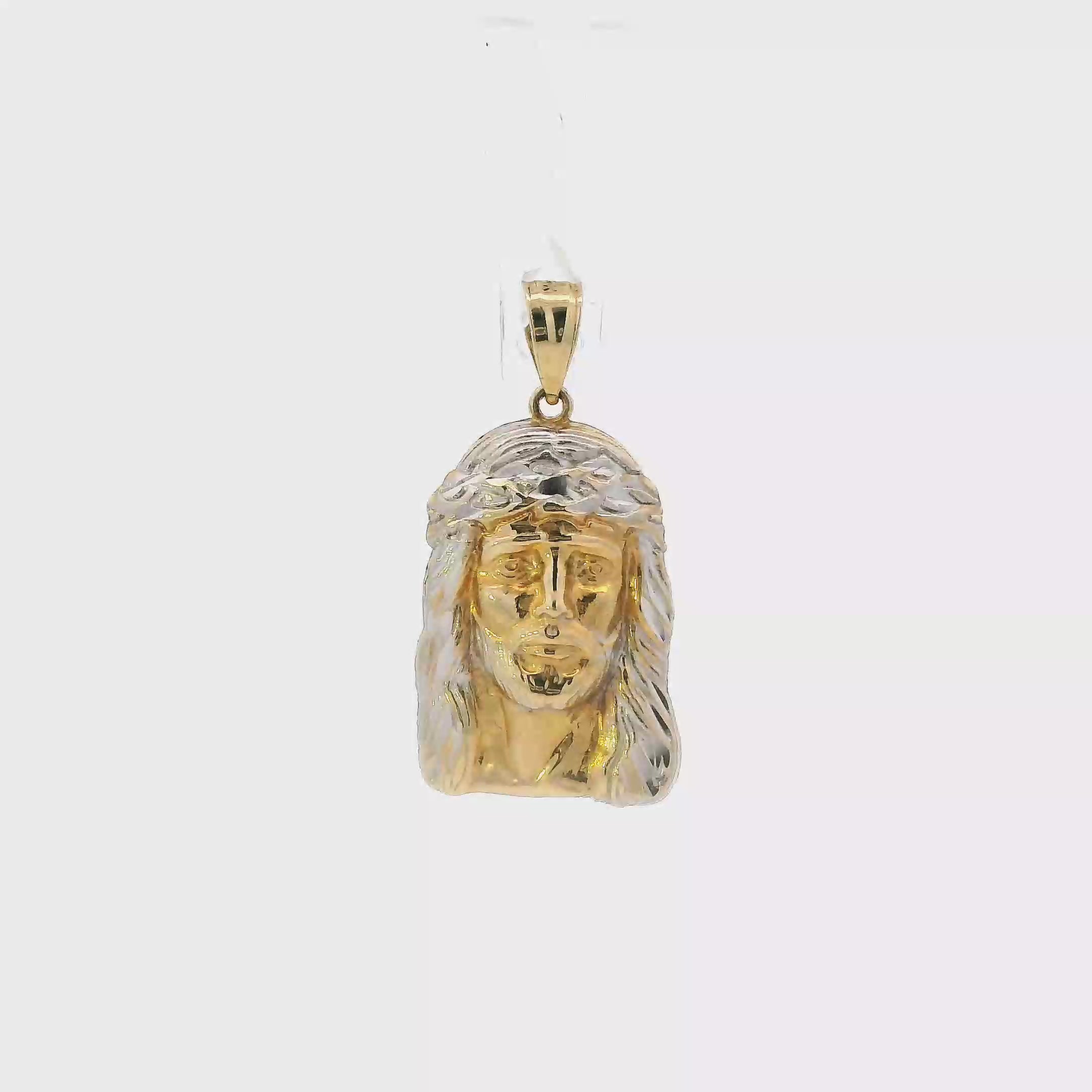 14K Yellow & White Gold Jesus Face Pendant
