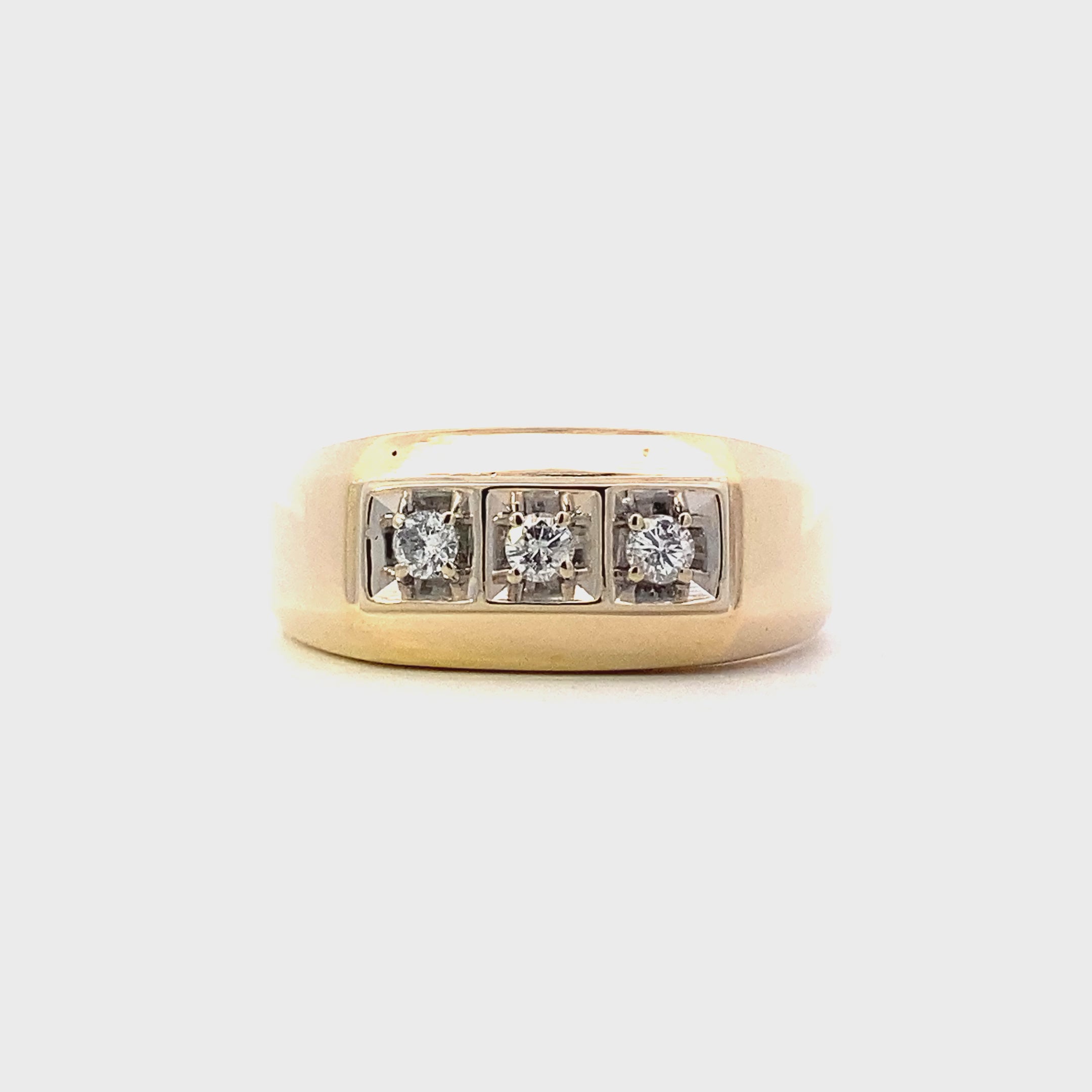 14K Yellow Gold Men's Diamond Ring - 0.21ct