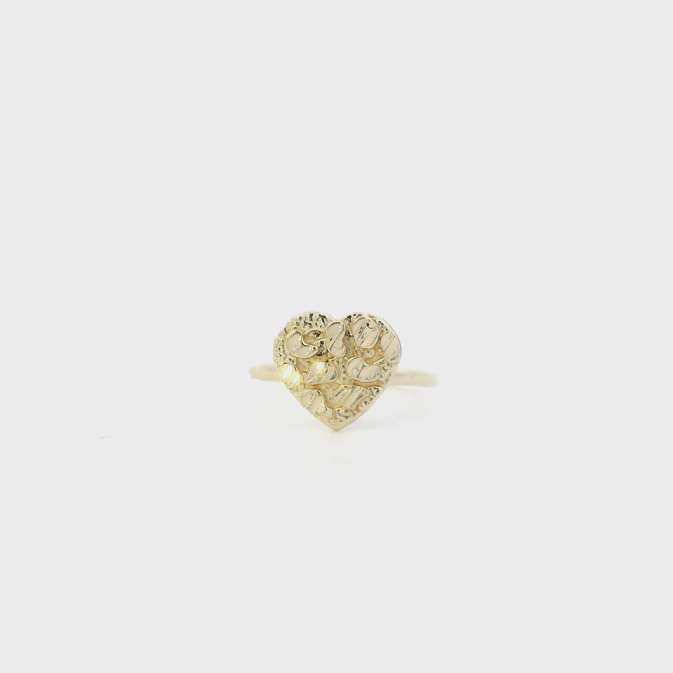 10K Yellow Gold Nugget Heart Ring