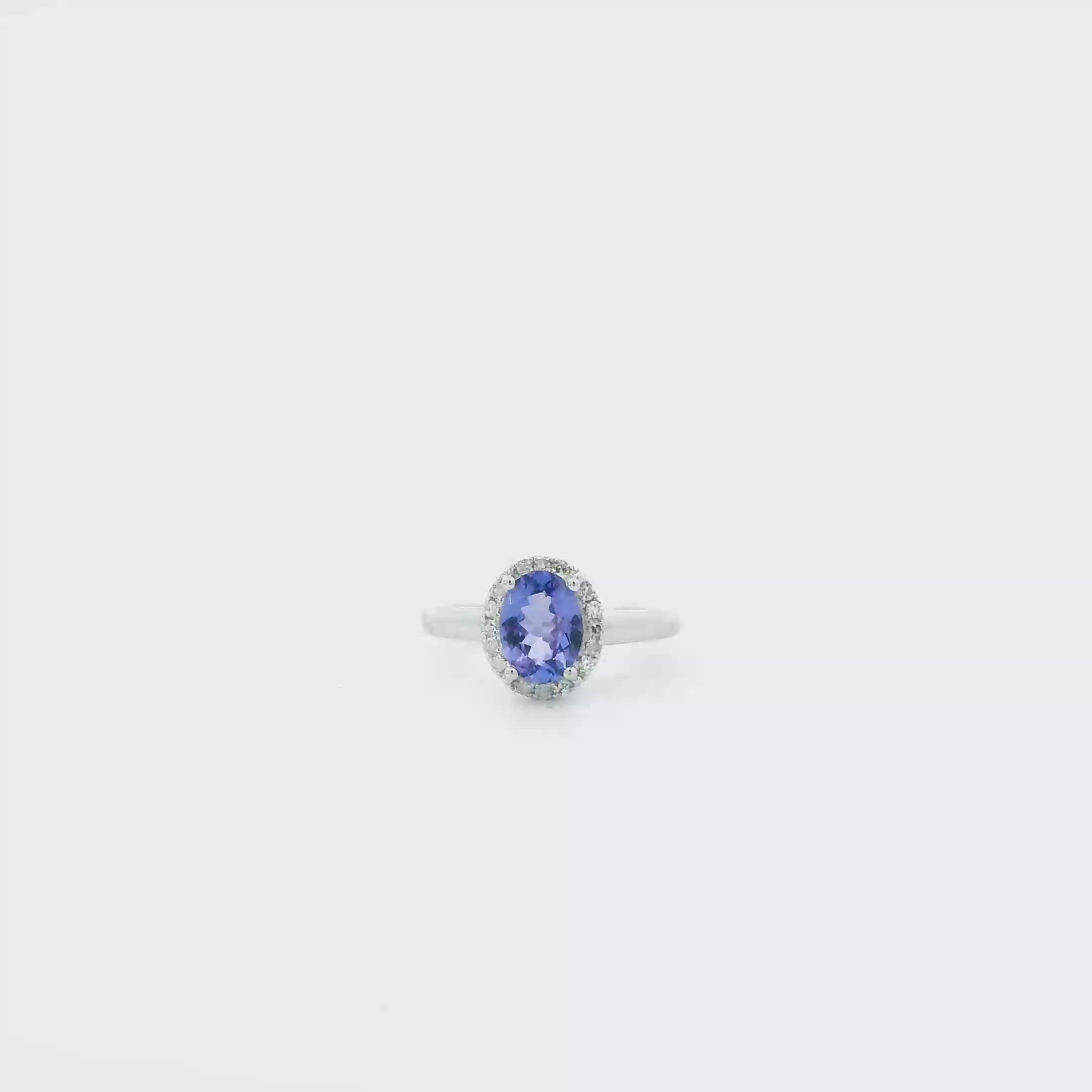 14K White Gold Tanzanite & Diamonds Womens Ring