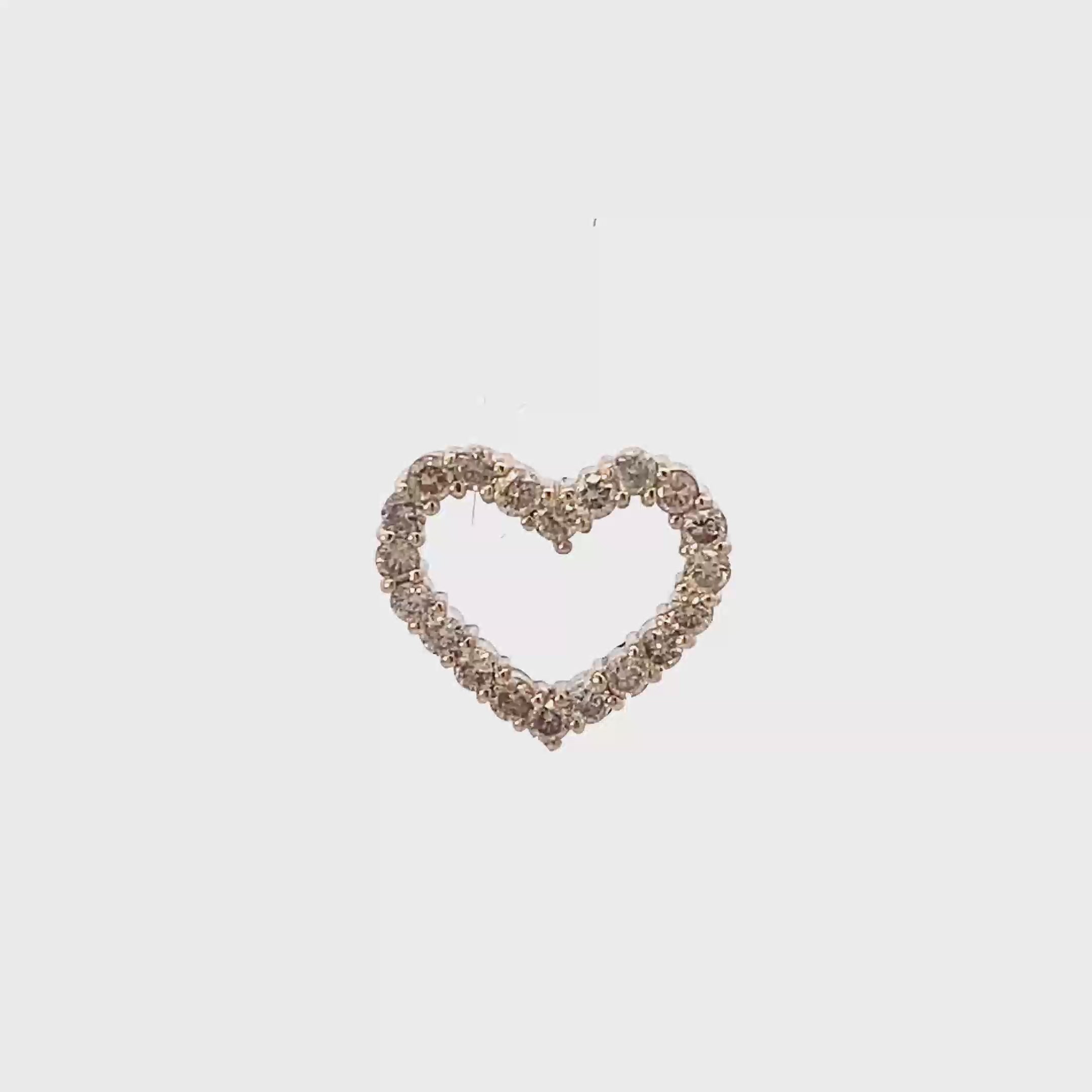 18K Yellow Gold & Rhodium Diamond Heart Pendant - 0.50ct