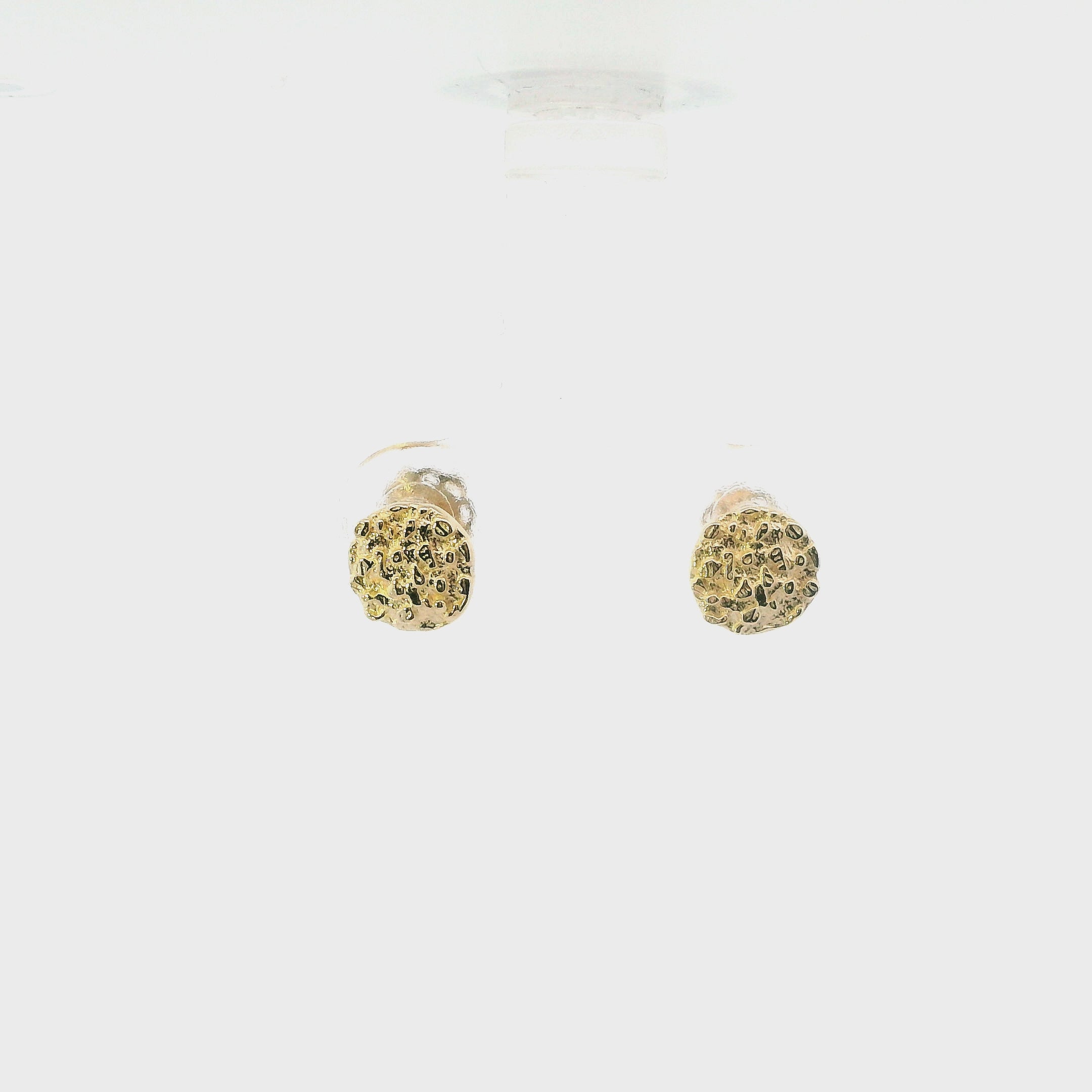 14K Yellow Gold Round Nugget Stud Earrings