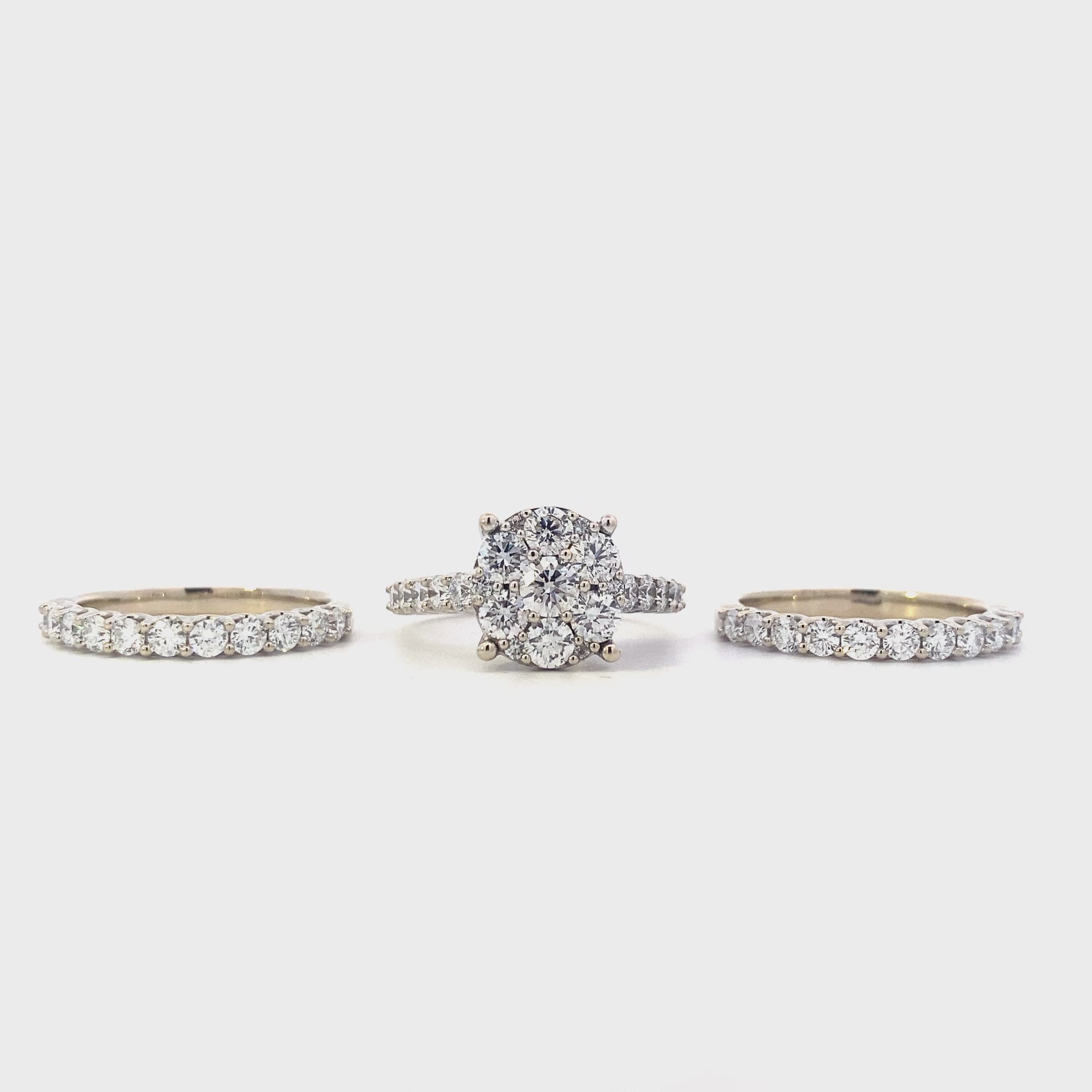 14K White Gold Diamond Engagement & Wedding -3.63ct