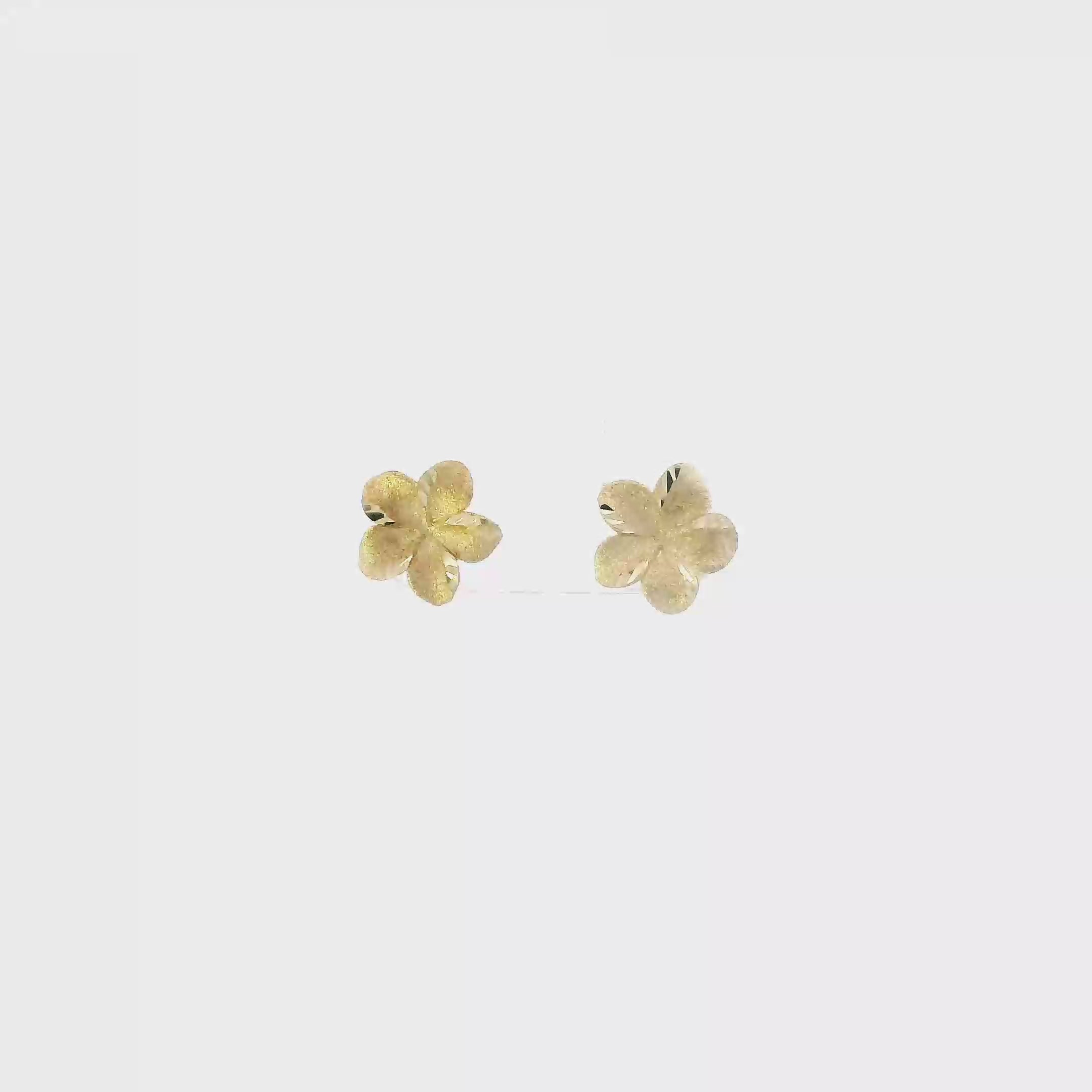 14K Yellow Gold Plumeria Stud Earrings