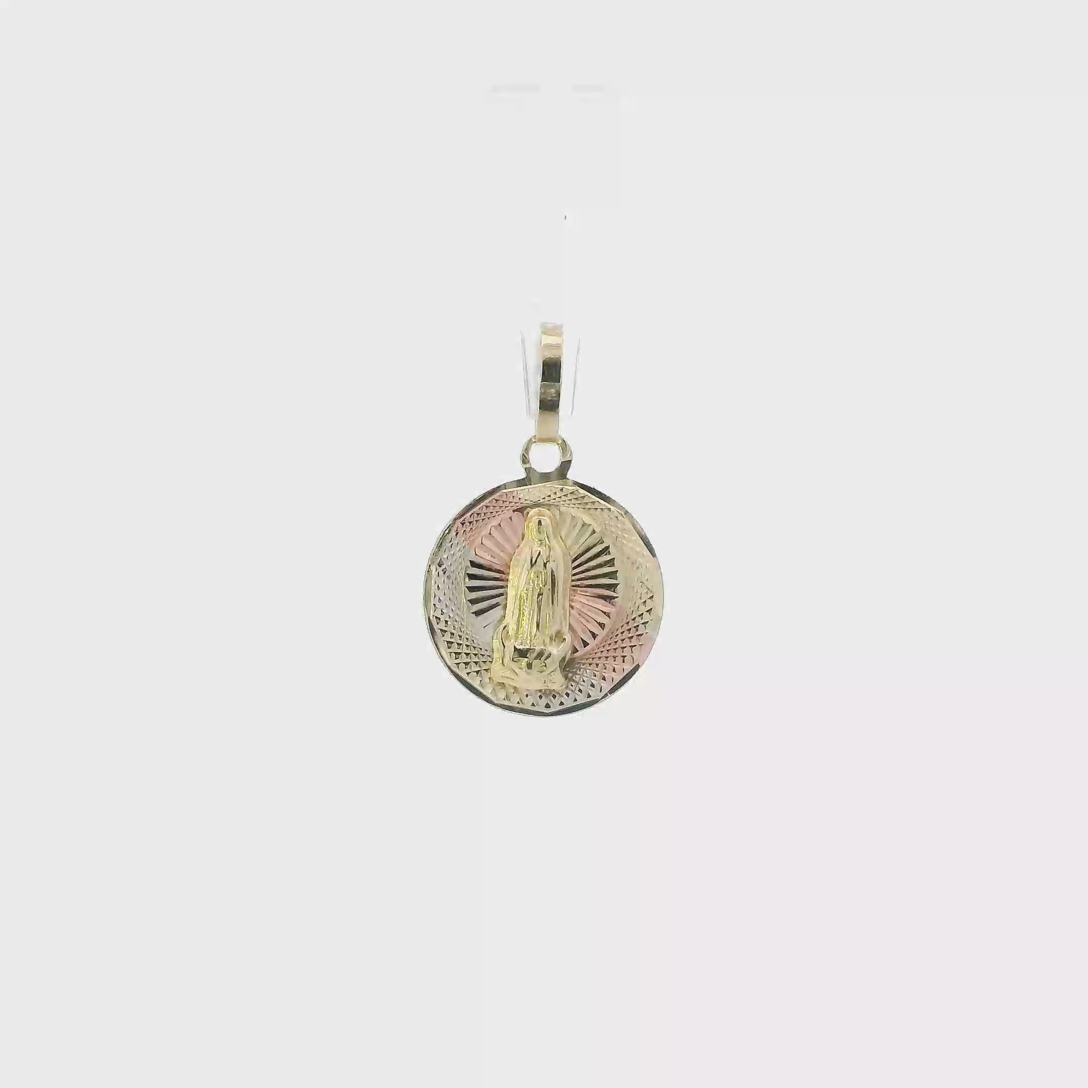 14K Tri Color Gold Diamond Cut Religious Pendant