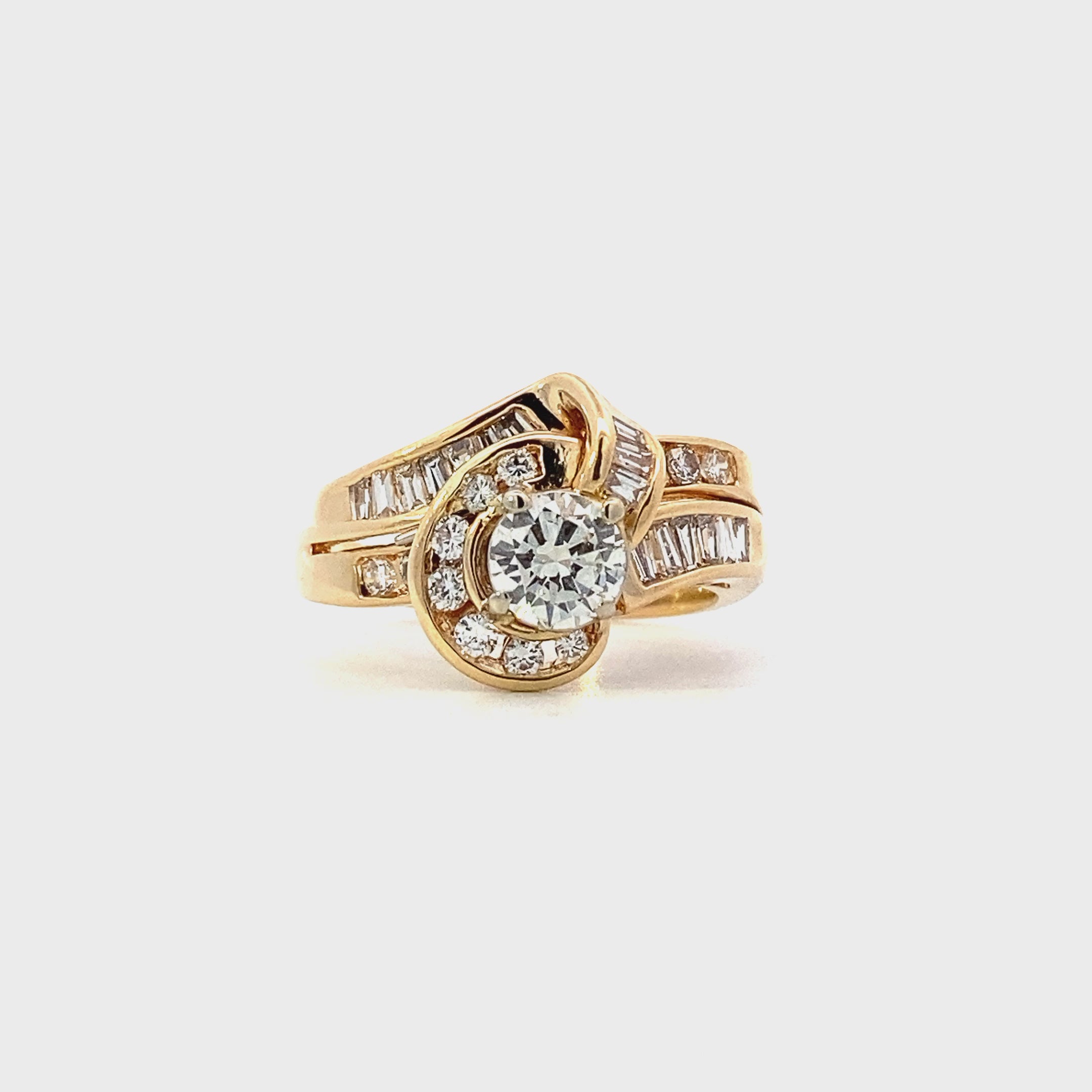 14K Yellow Gold Women's Diamond Ring - 1.11ct