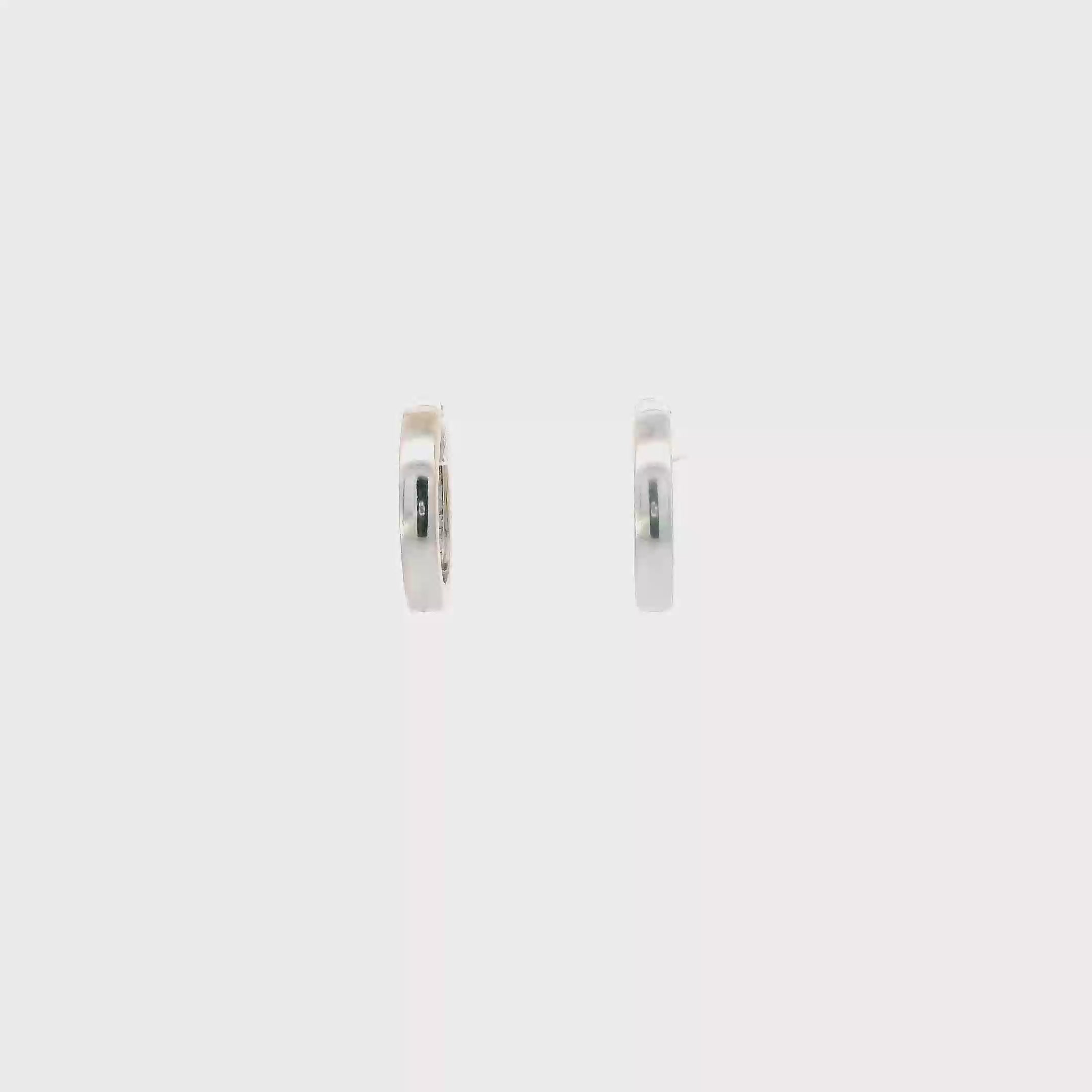 14K White Gold Squared Huggie Hoop Earrings