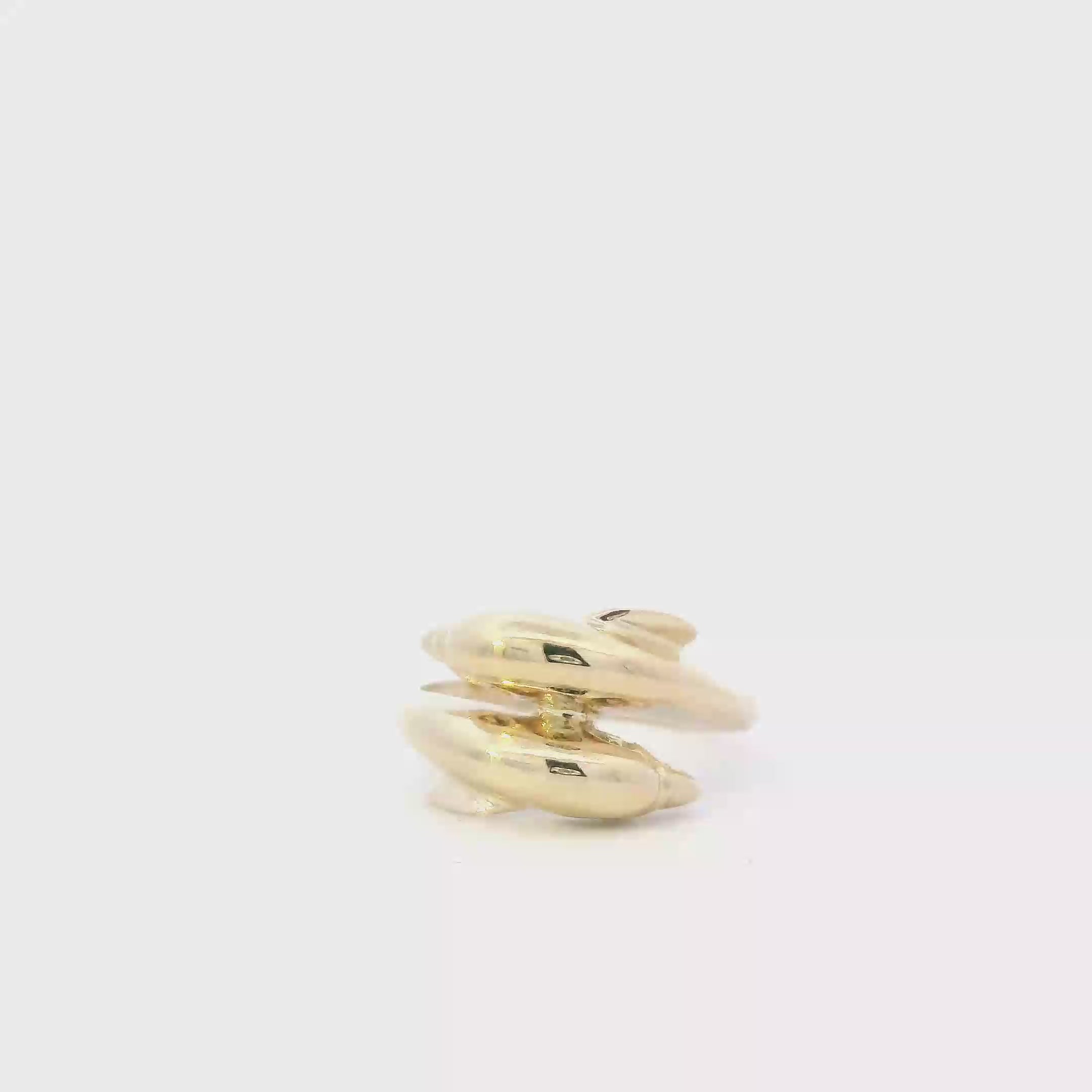 14K Yellow Gold Double Dolphin Women's Ring
