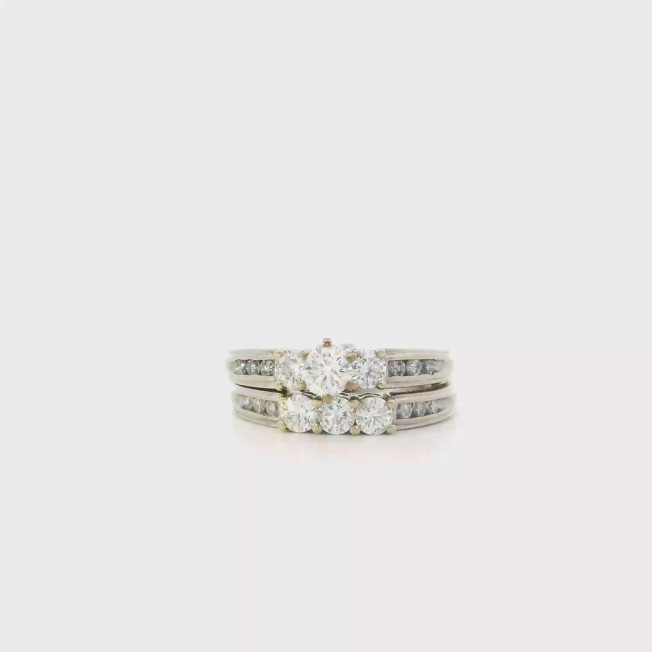 14K White Gold Diamond Women's Engagement & Wedding Ring Set - 1.50ct