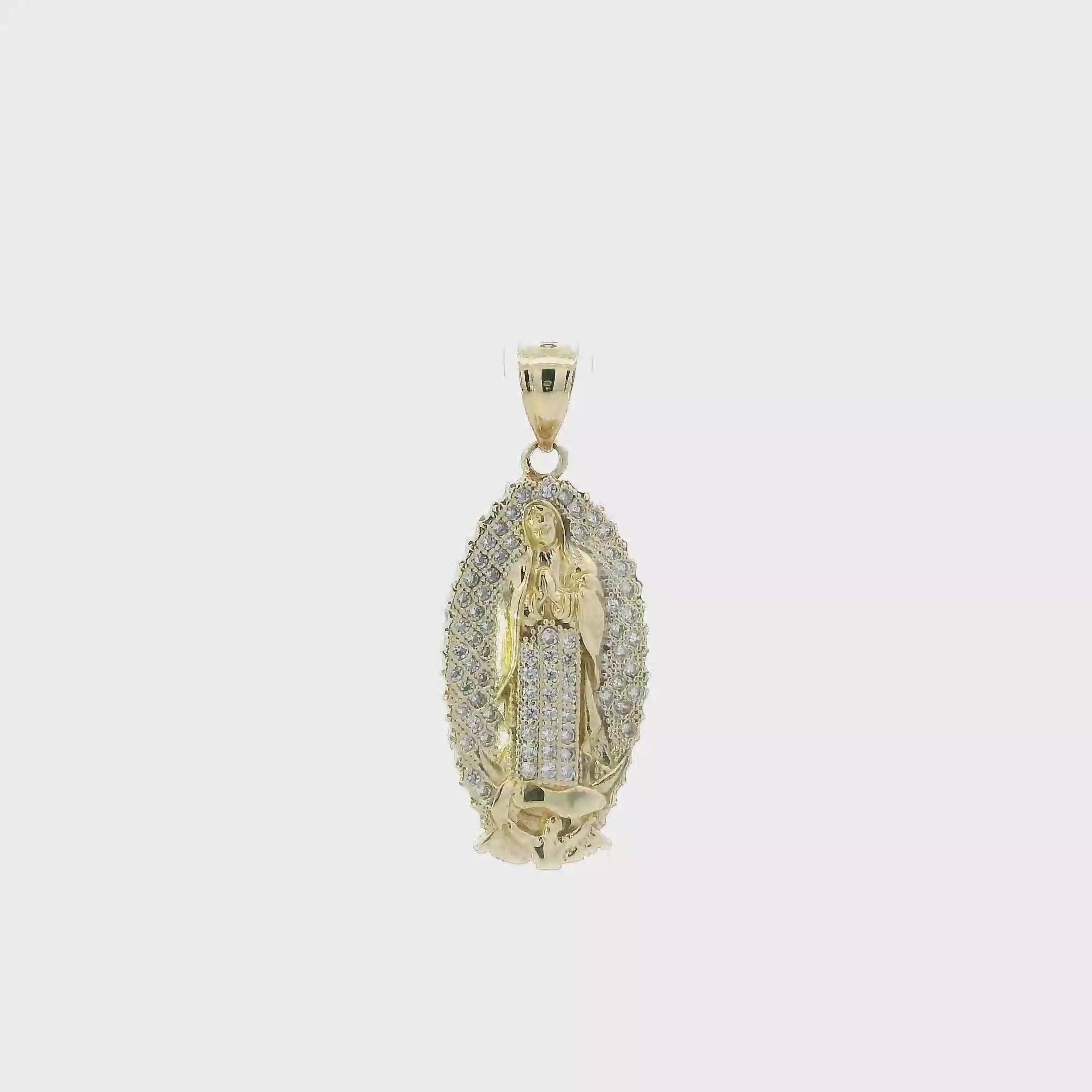 10K Yellow Gold Cz Oval Religious Pendant