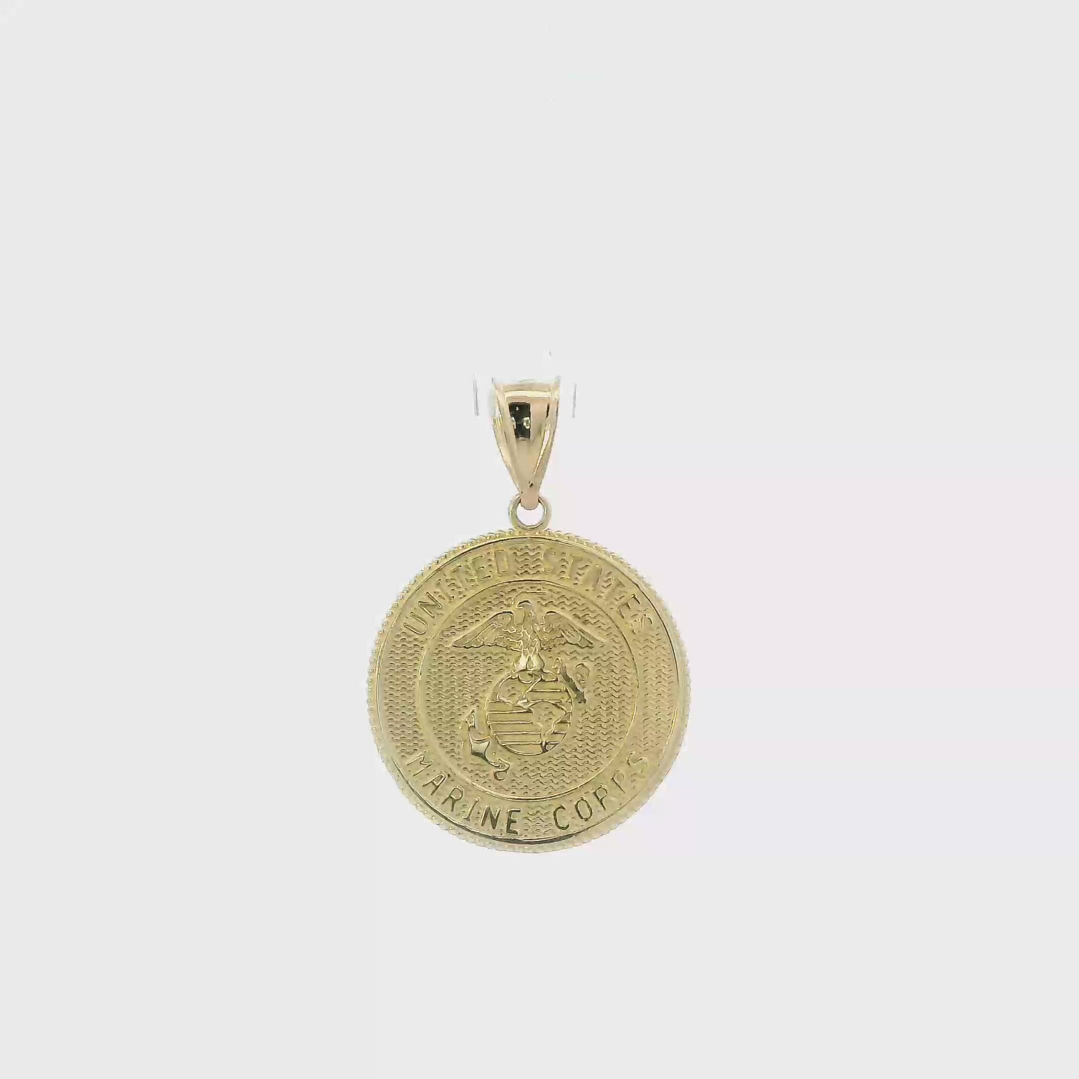 14K Yellow Gold Marine Corps & Prayer Pendant