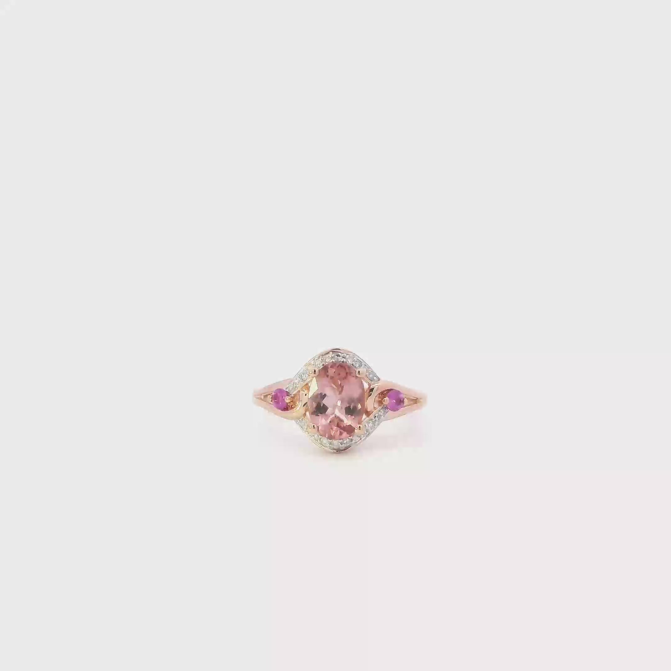 14K Rose Gold Morganite Pink Sapphire Women's Ring