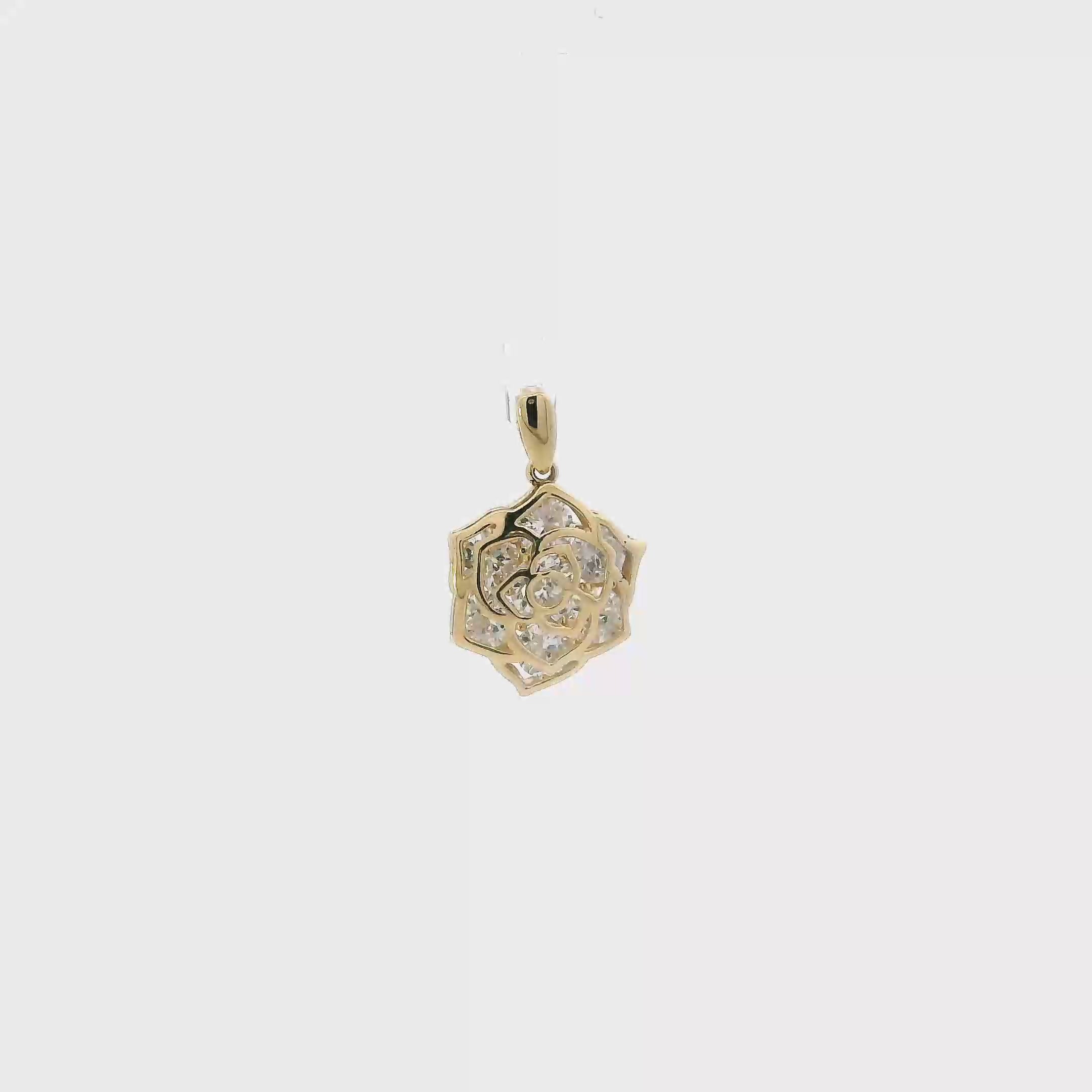 14K Yellow Gold Flower Puff Pendant