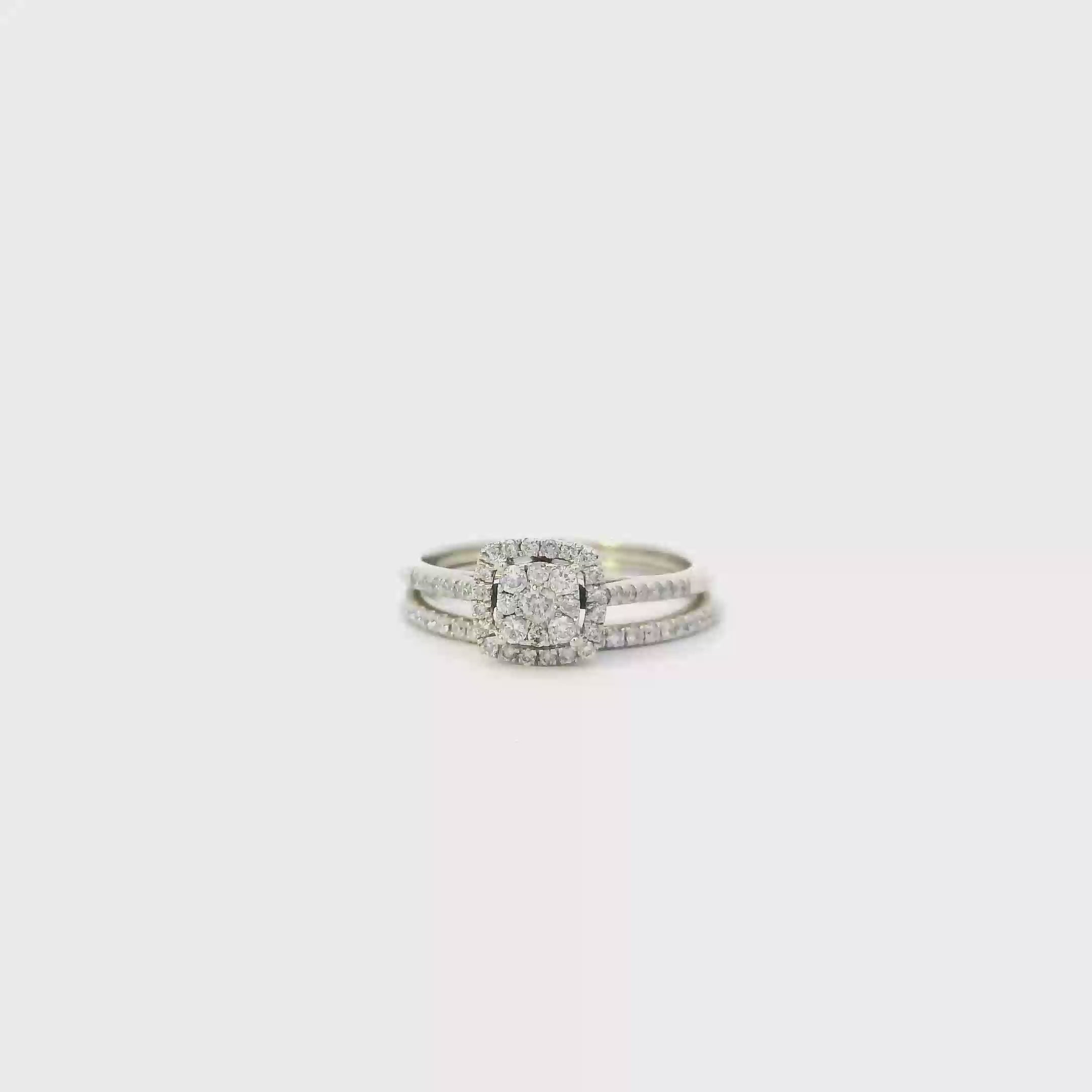 10K White Gold Diamond Engagement & Wedding Women's Ring Set -0.40ct