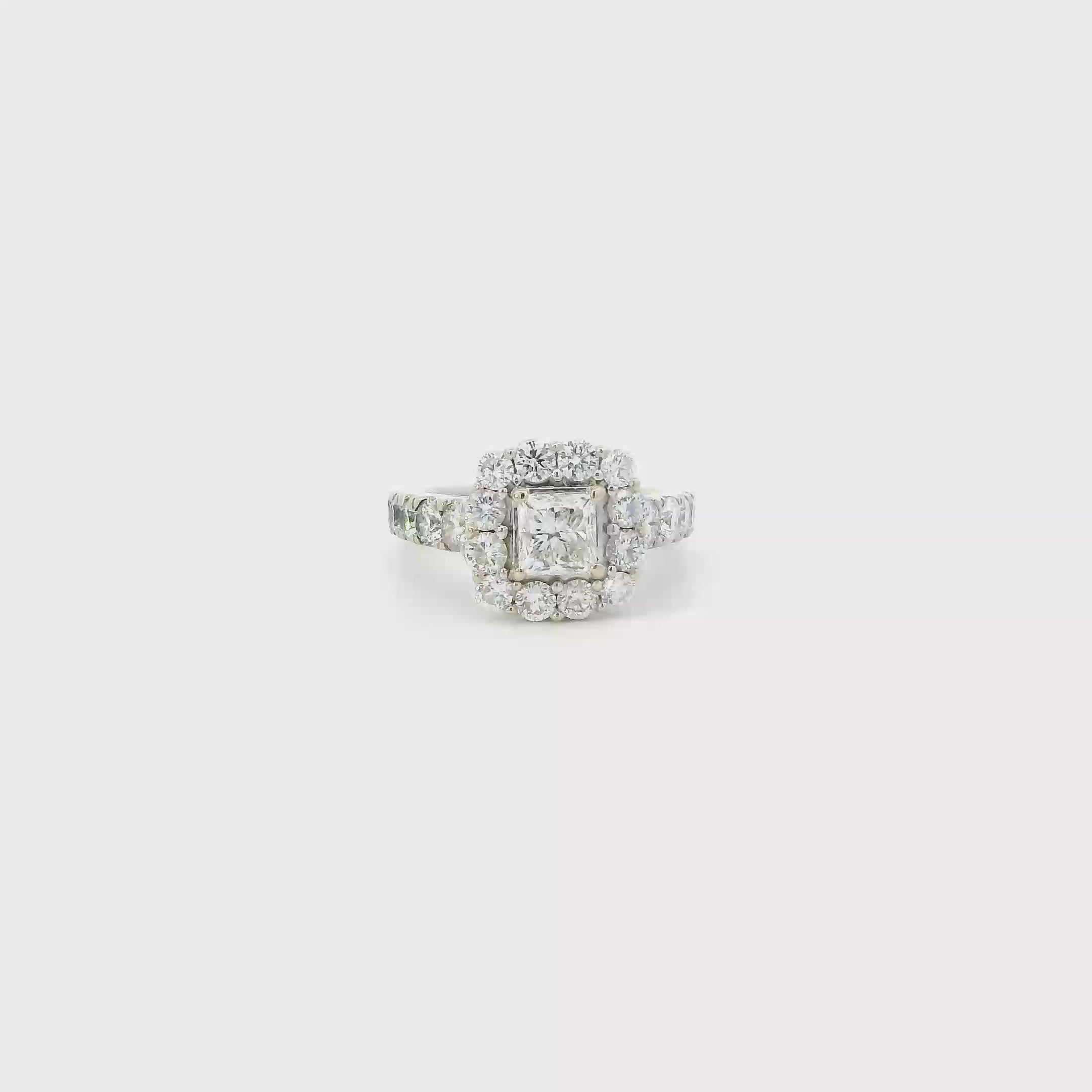 18K White Gold Diamond Womens Engagement & Wedding Ring Set - 3.96ct