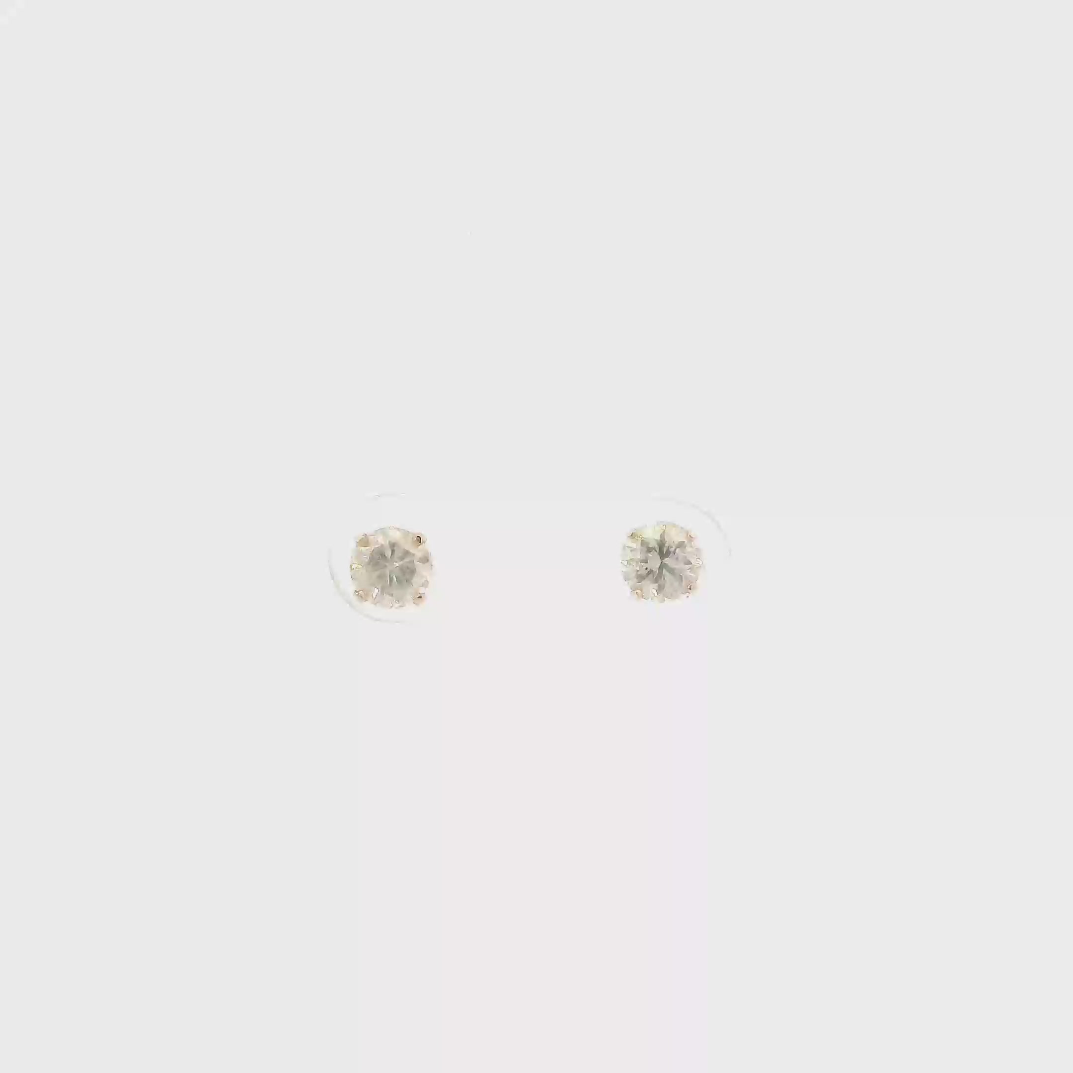 14K Yellow Gold Diamond Solitaire Earrings - 0.80ct