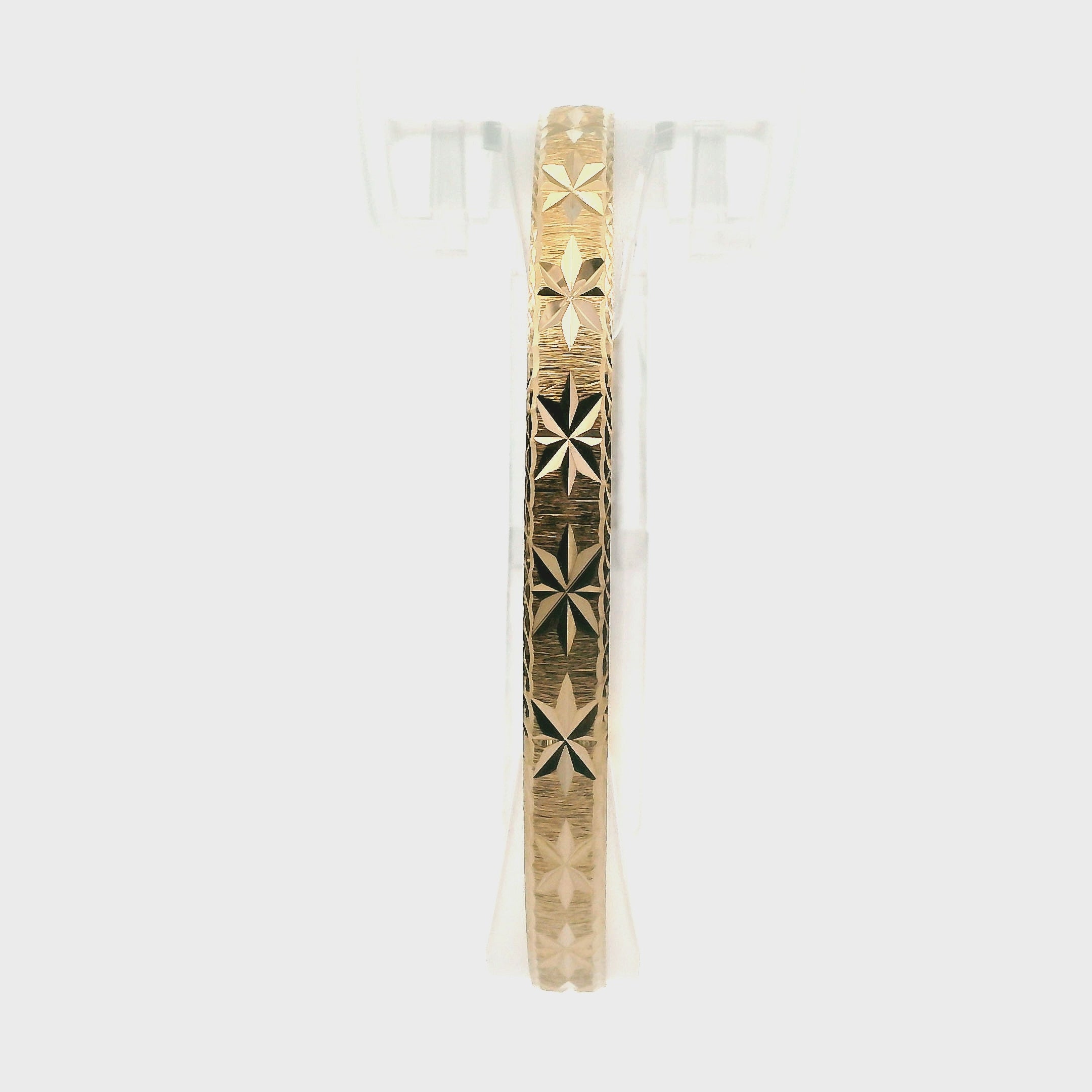 14K Yellow Gold Diamond Cut Bangle Bracelets - Set of 7