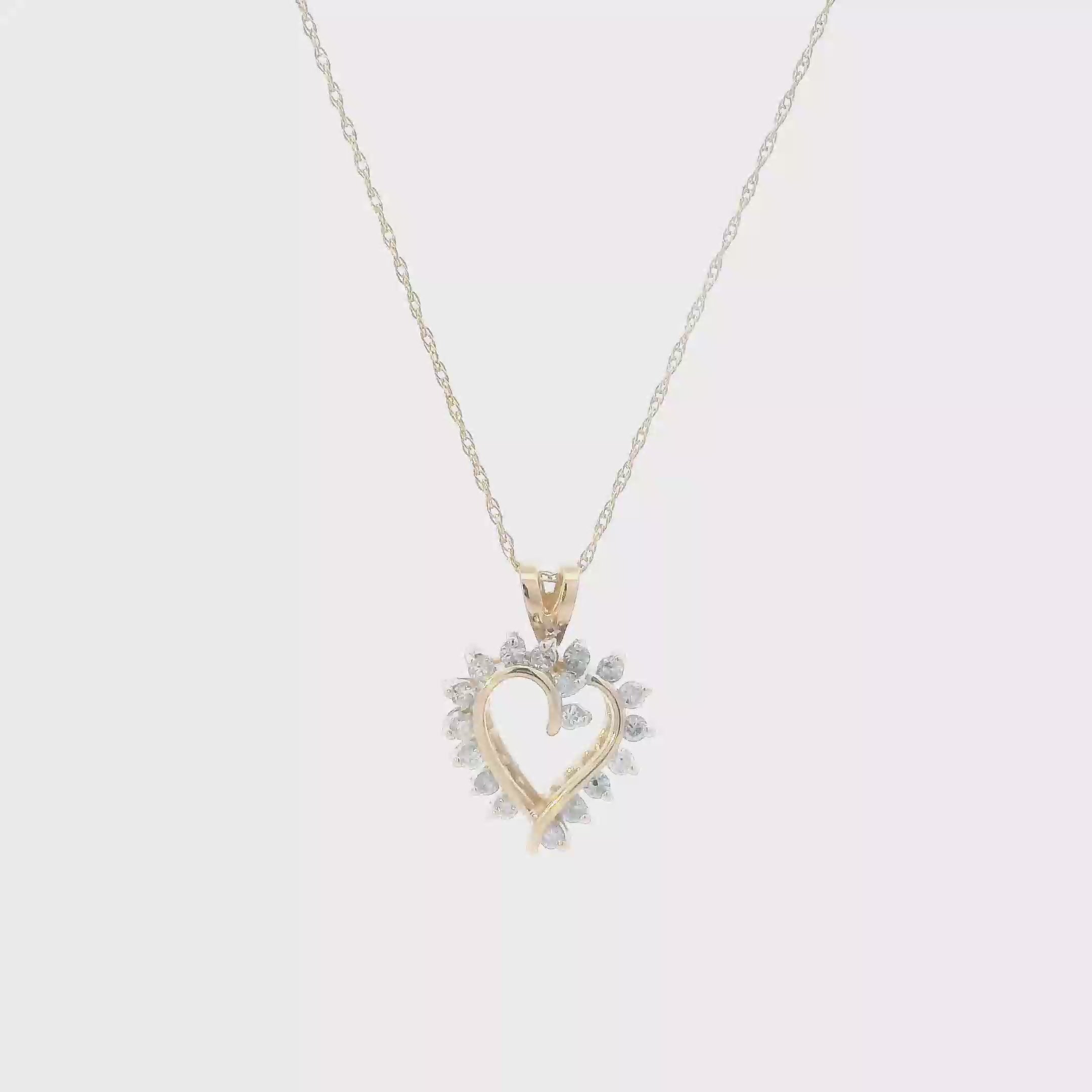 14K Yellow Gold Diamonds Heart Pendant & 16