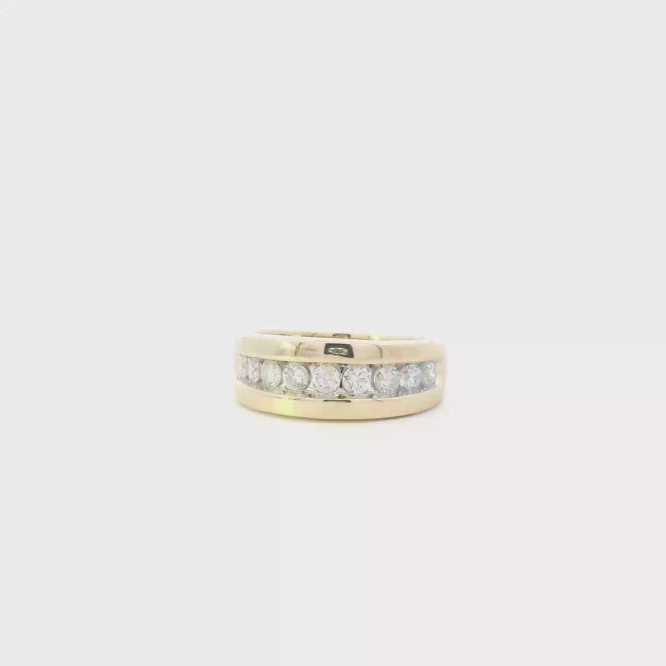 14K Yellow Gold Diamonds Mens Ring - 1.00ct