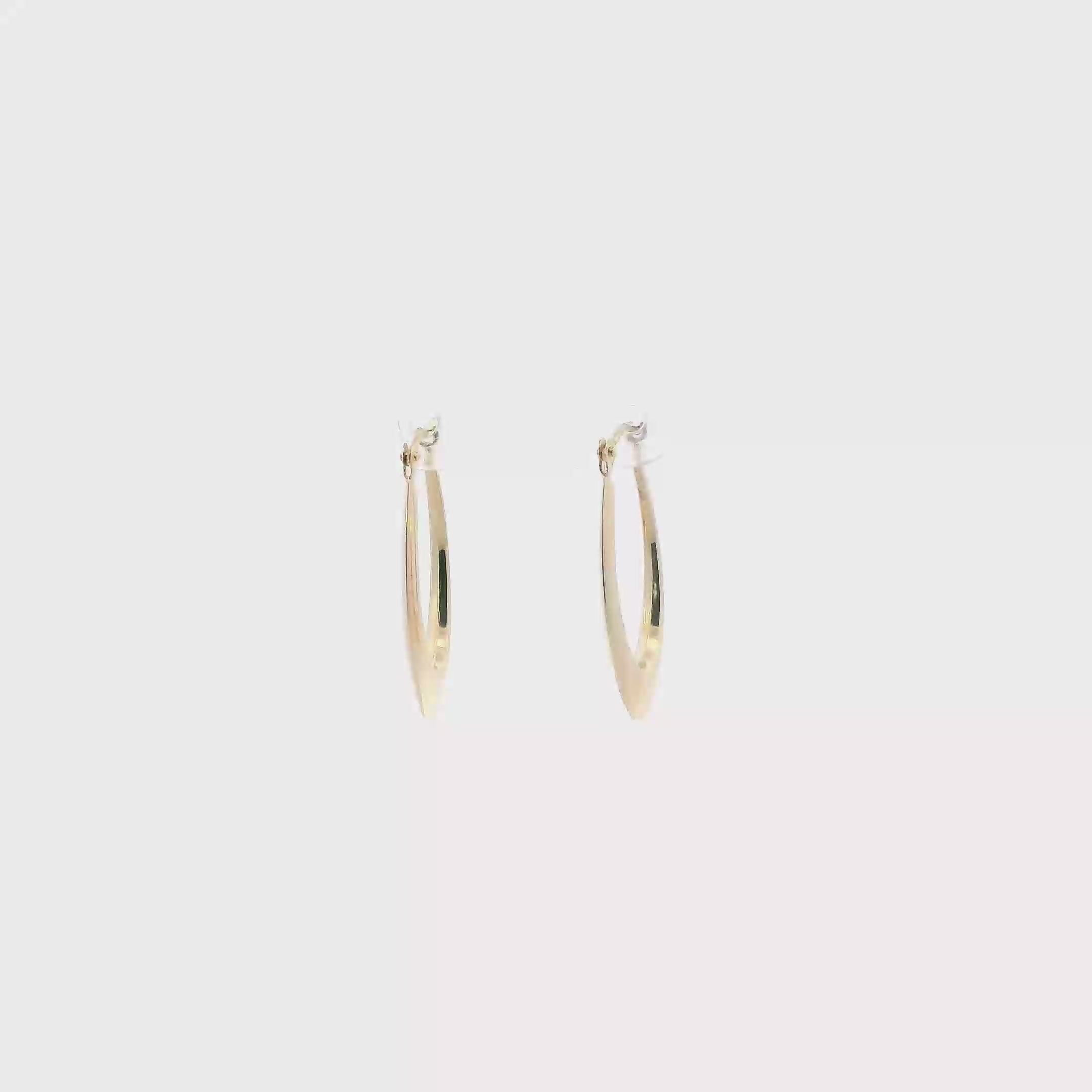 14K Yellow Gold Oblong Hoop Earring