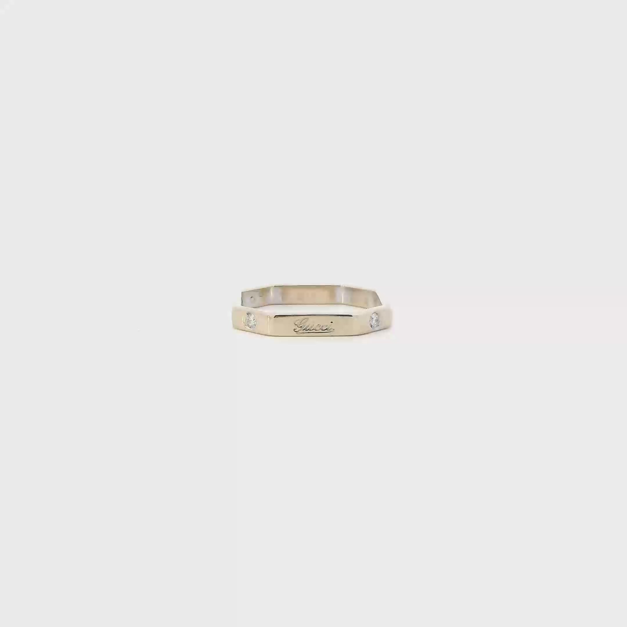 Gucci 18K White Gold Diamond Octagon-0.04ct