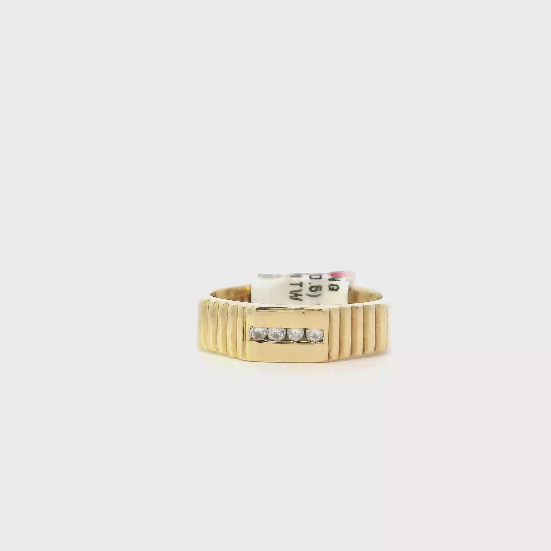 14K Yellow Gold Diamond Men's Ring -0.11ct