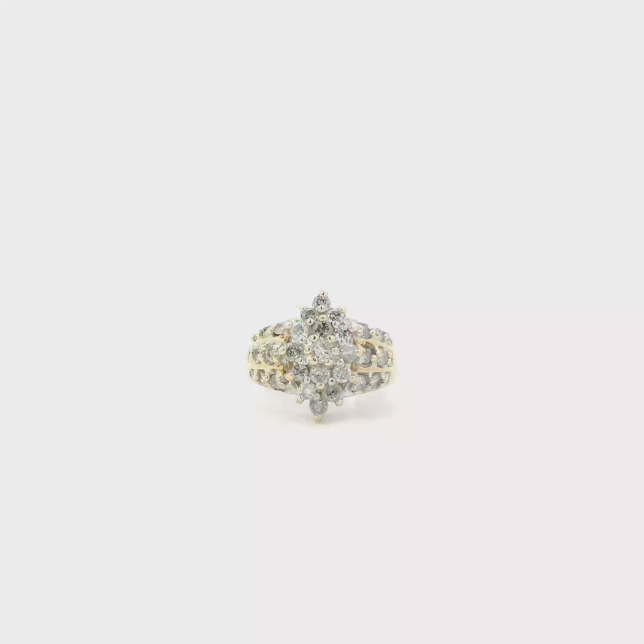 10K Yellow & White Gold Diamond Women's Ring -1.00ct