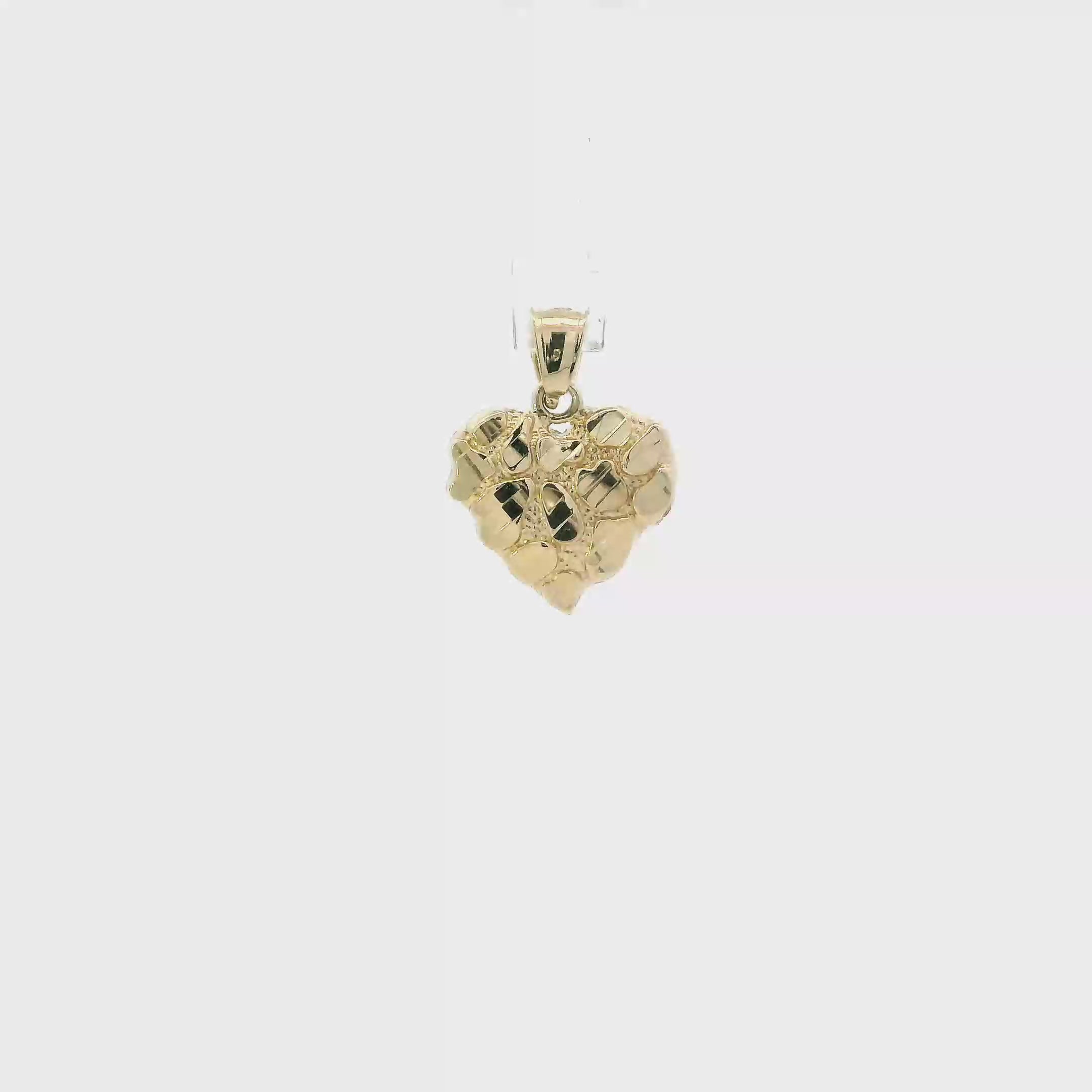 10K Yellow Gold Nugget Heart Pendant