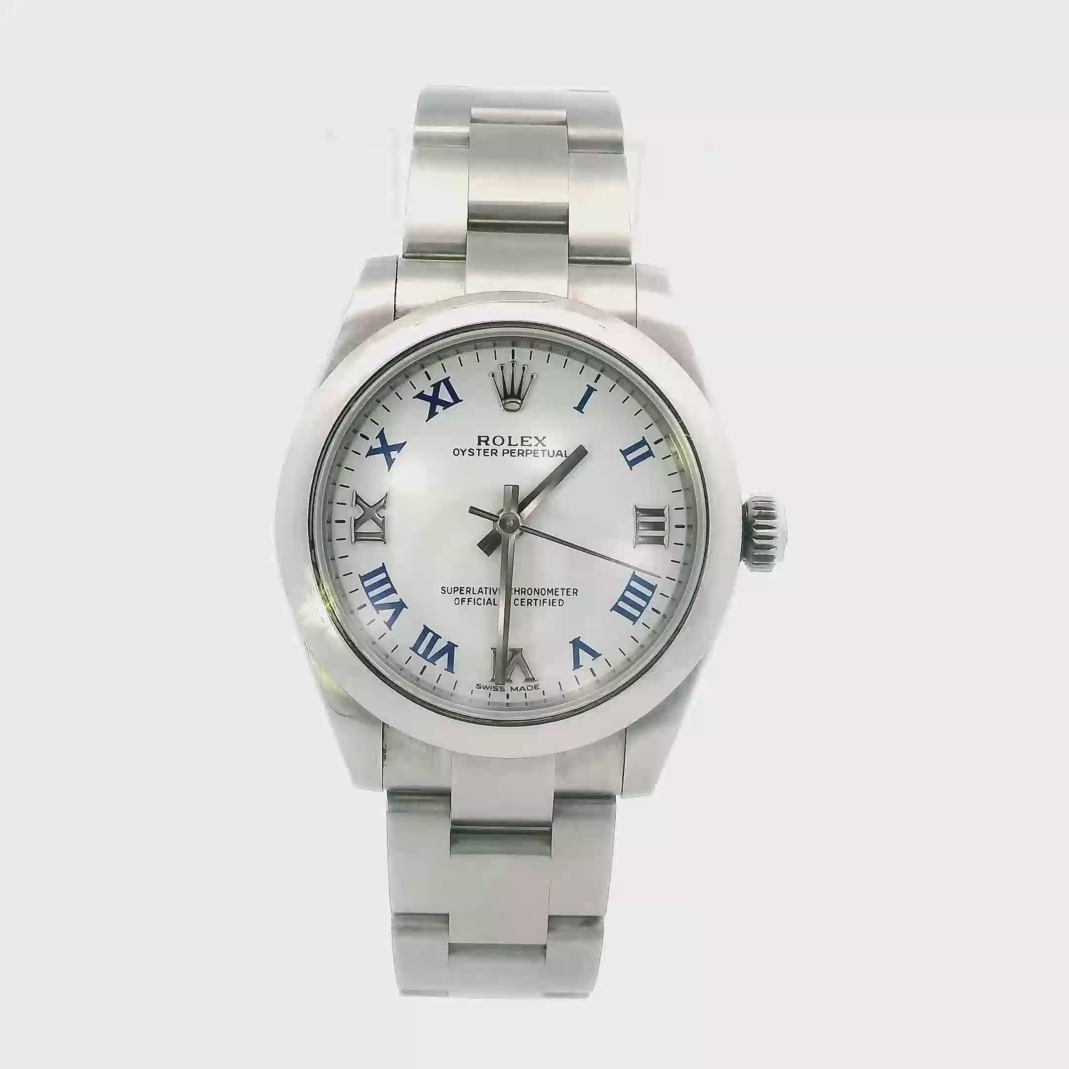 Rolex Oyster Perpetual White Roman Numeral Dial Ladies Wristwatch - S26J93H8