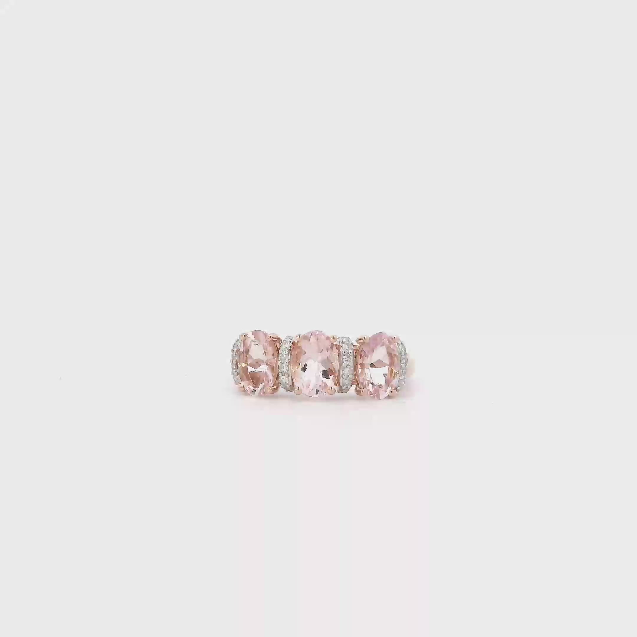 14K Rose Gold Morganite & Diamond Women's Ring - 0.21ct