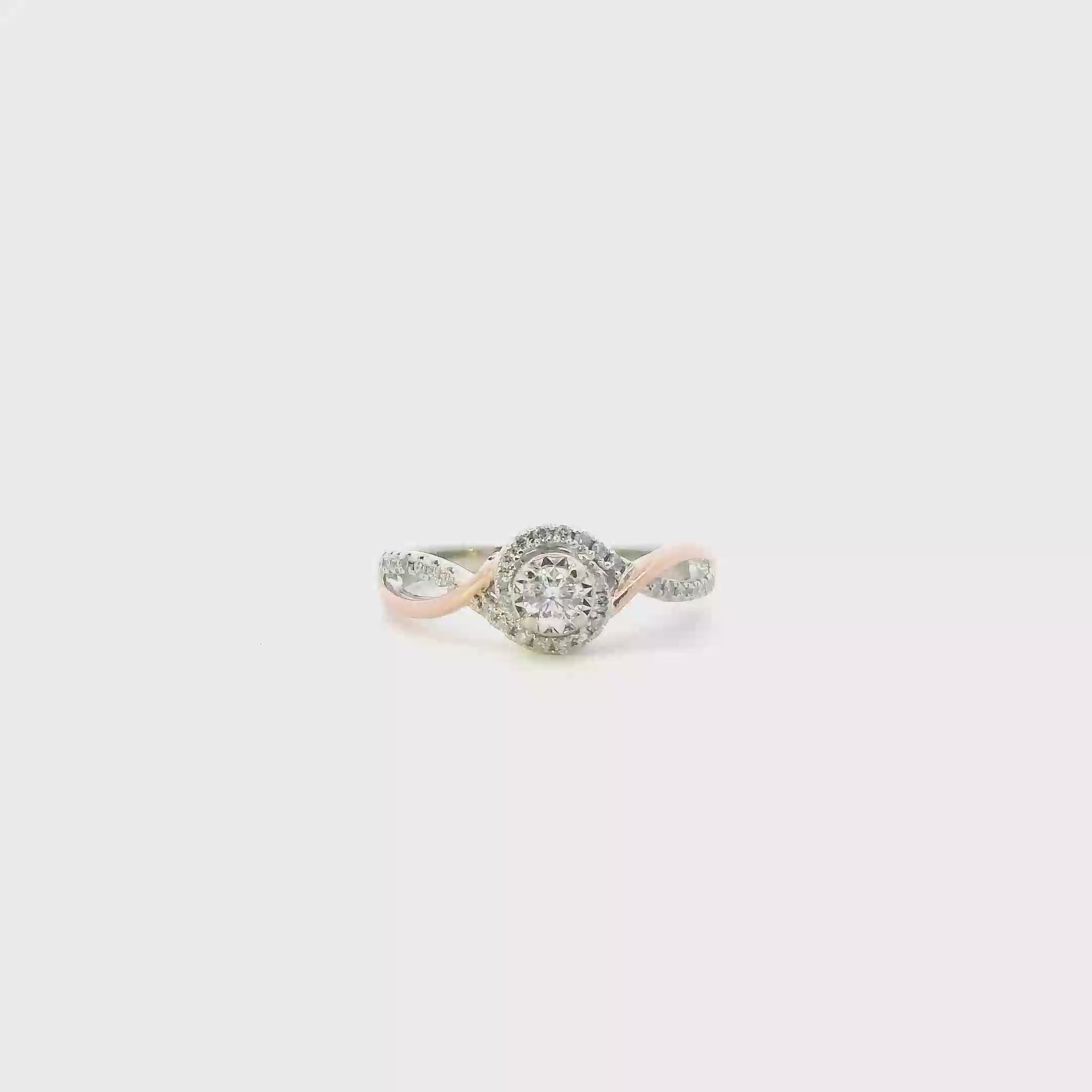 10K White & Rose Gold Diamonds Womens Ring - 0.30ct