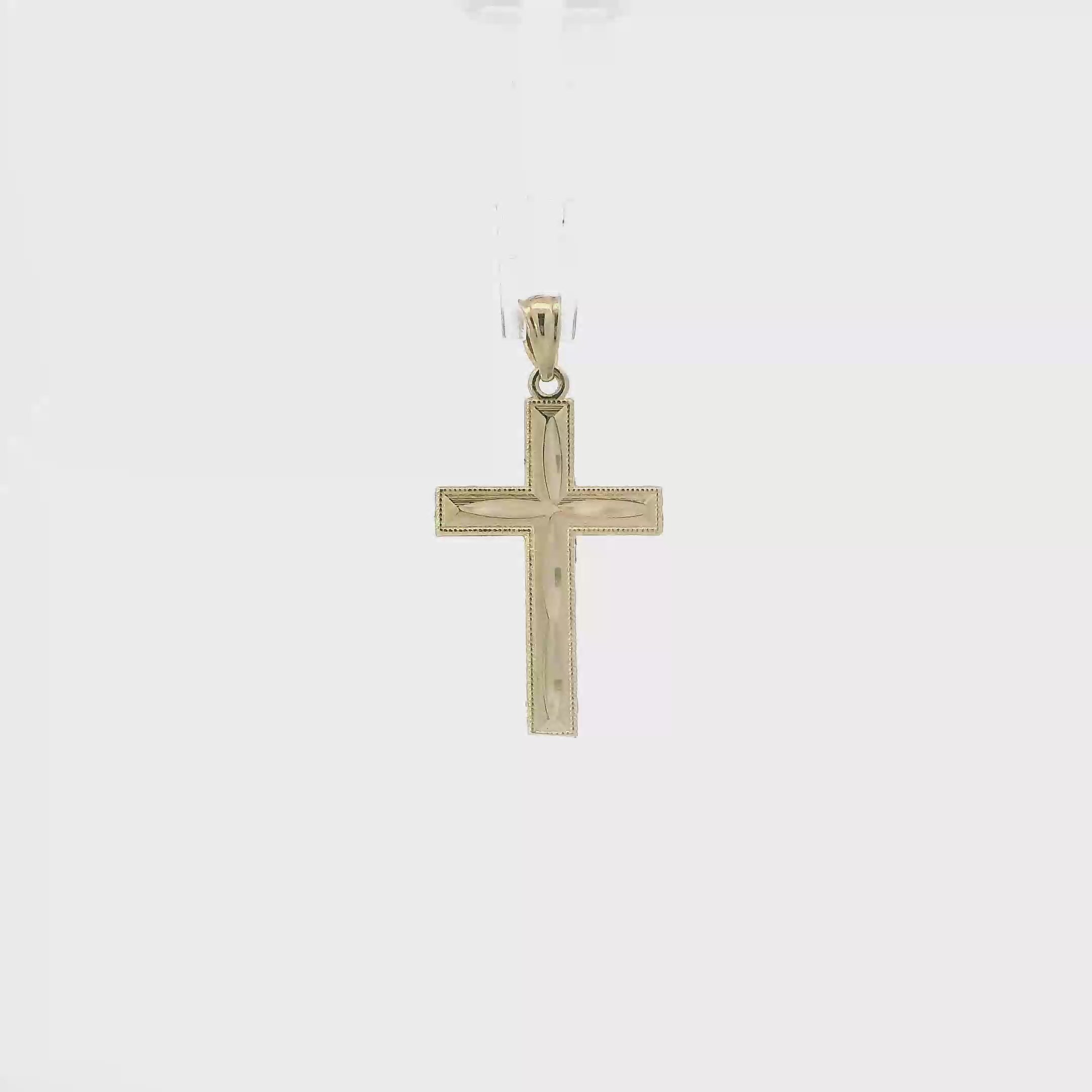 14K Yellow Gold Diamond Cut Cross Pendant