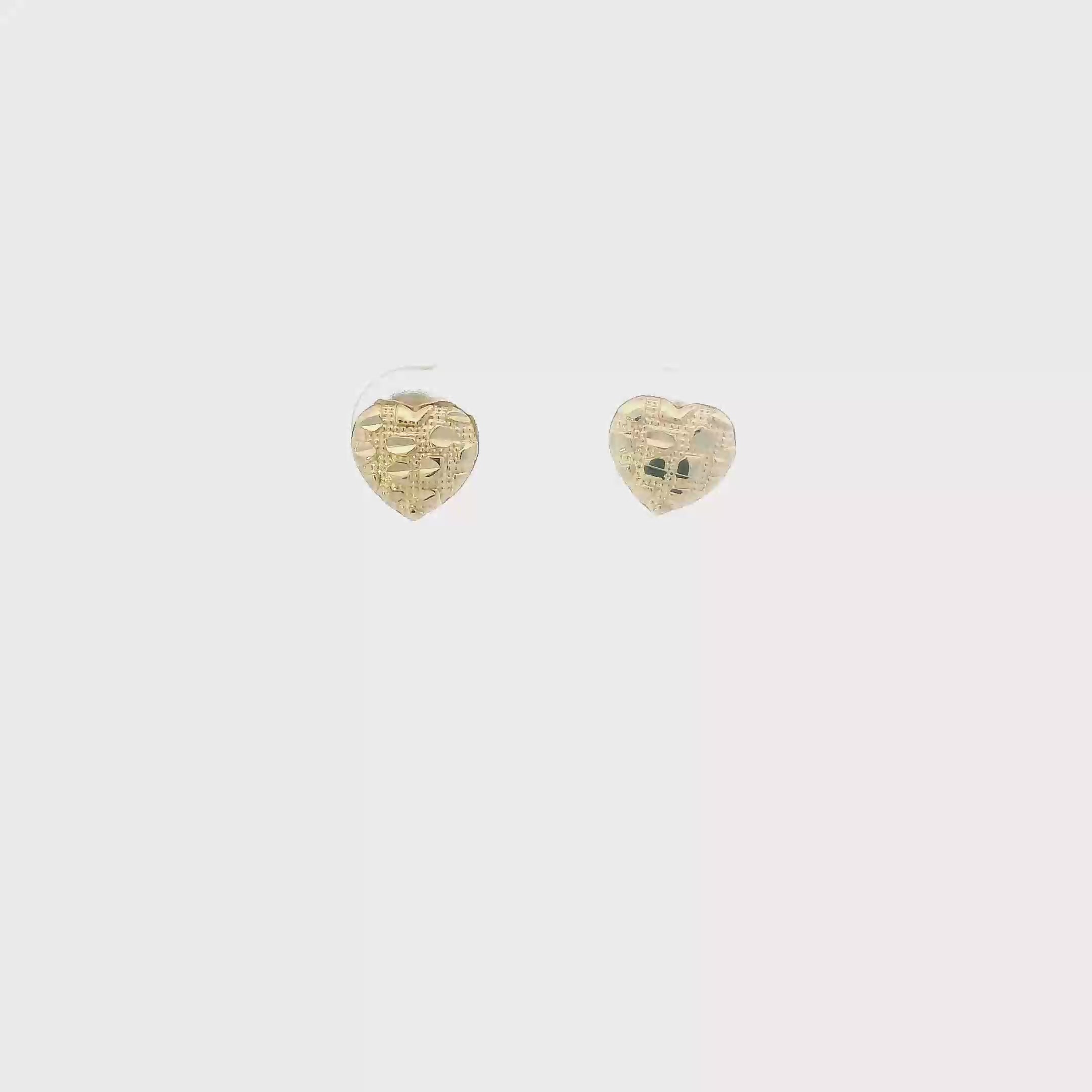 10K Yellow Gold Nugget Heart Earrings