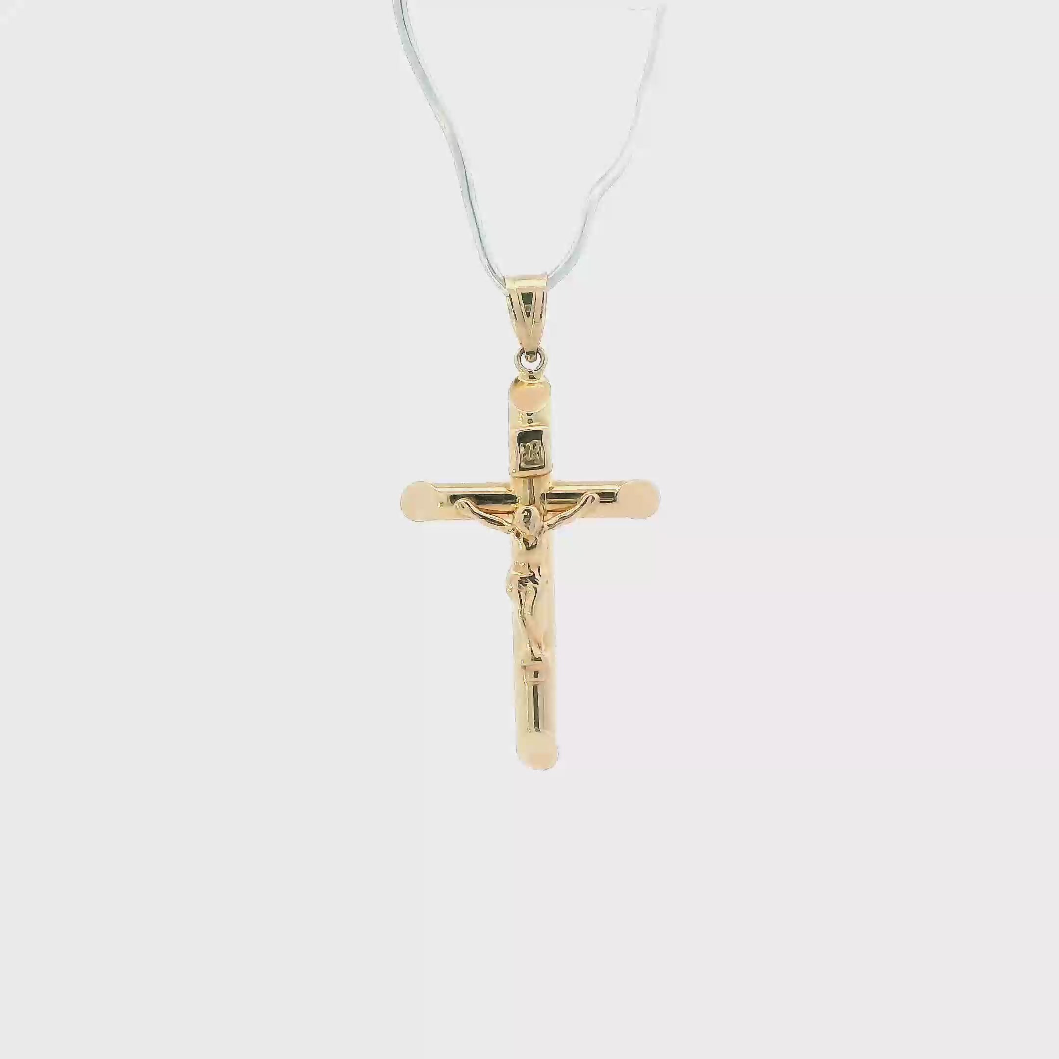 14K Yellow Gold Hollow Crucifix Pendant