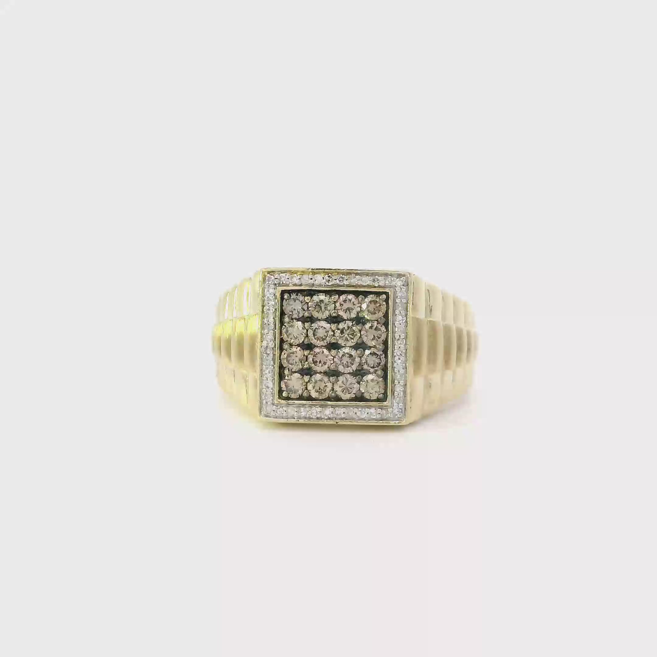 10K Yellow Gold Brown & Regular Diamond Rolex Ring - 0.96ct