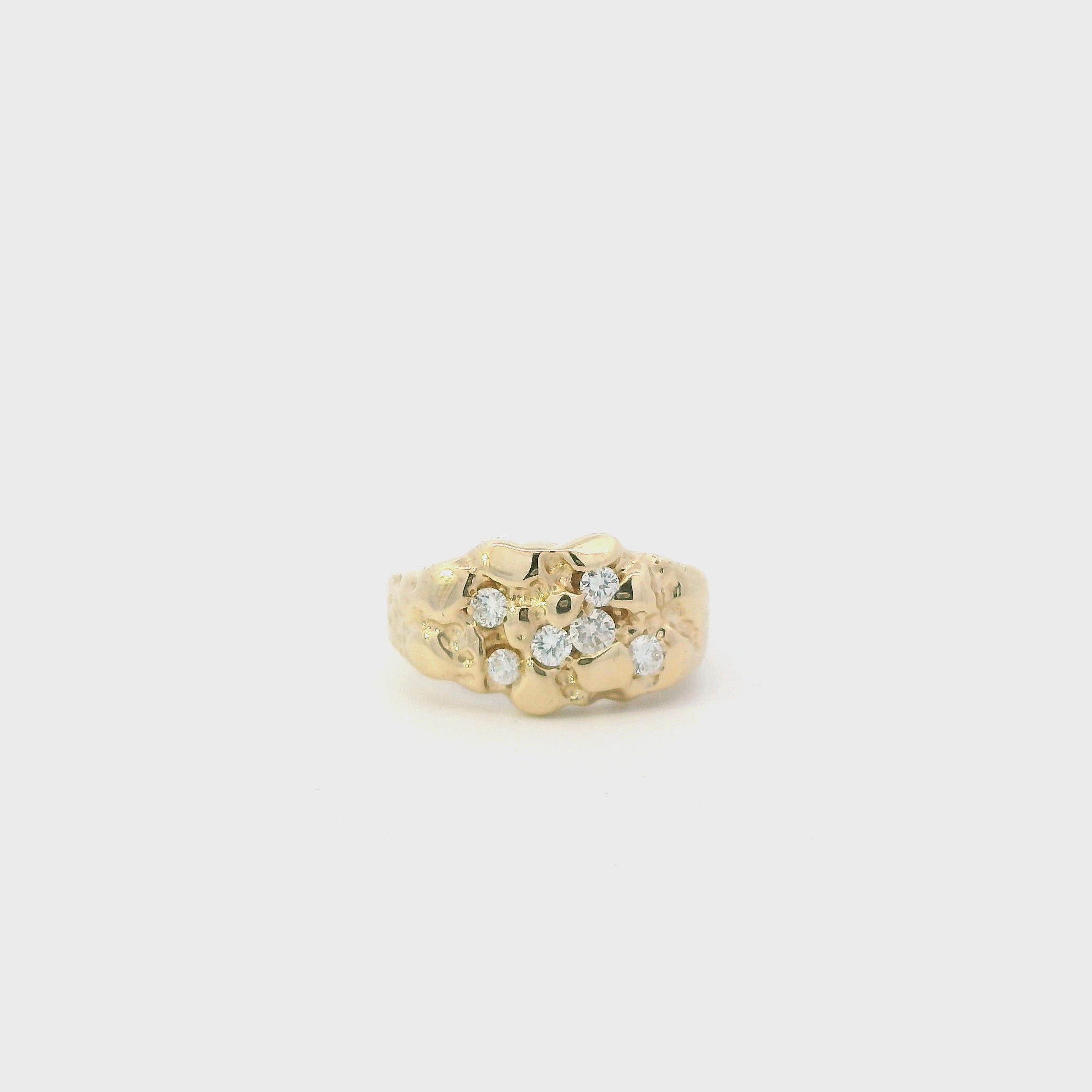 14K Yellow Gold Diamond Nugget Womens Ring - 0.36ct