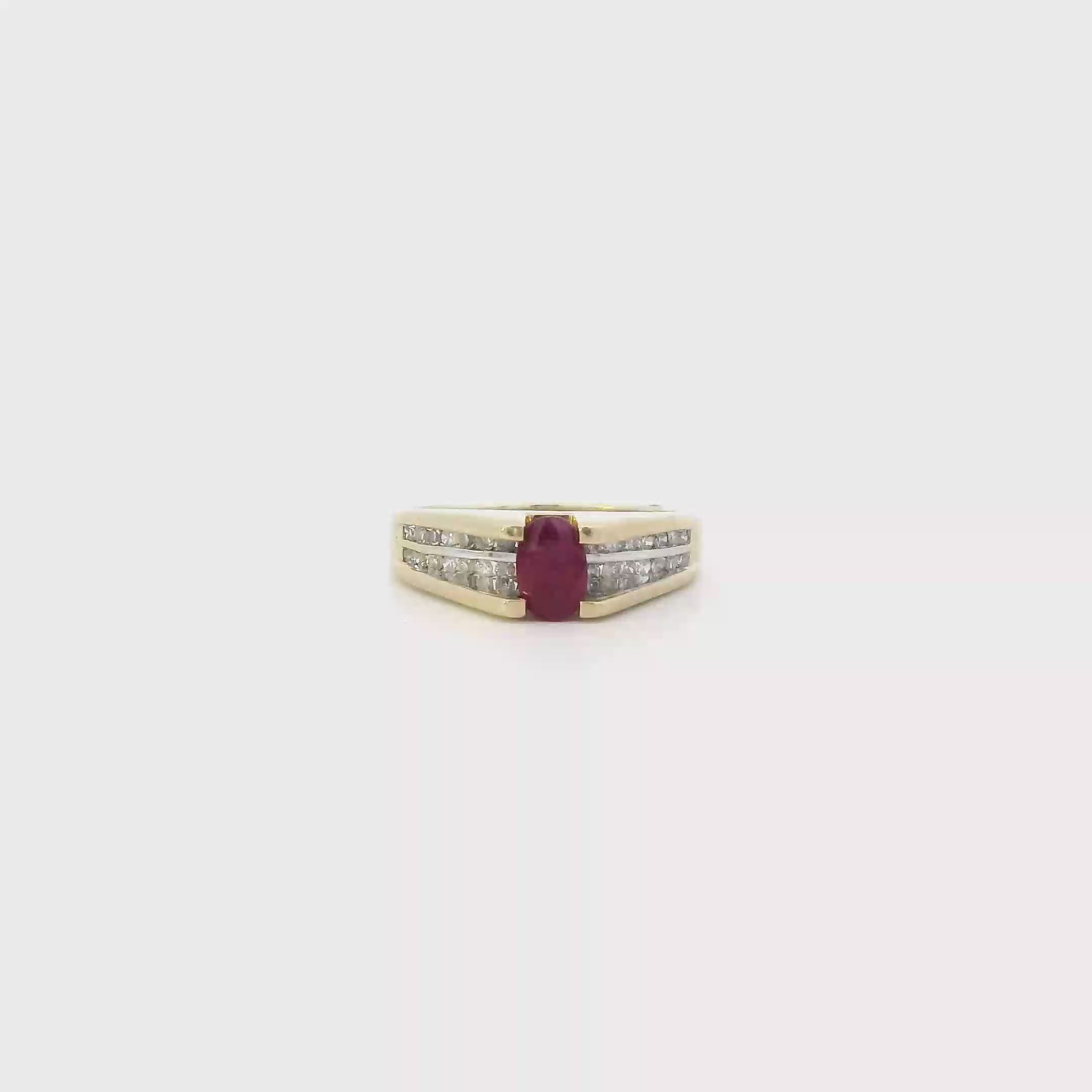 10K Yellow Gold ruby & Diamond Womens Ring - 0.21ct