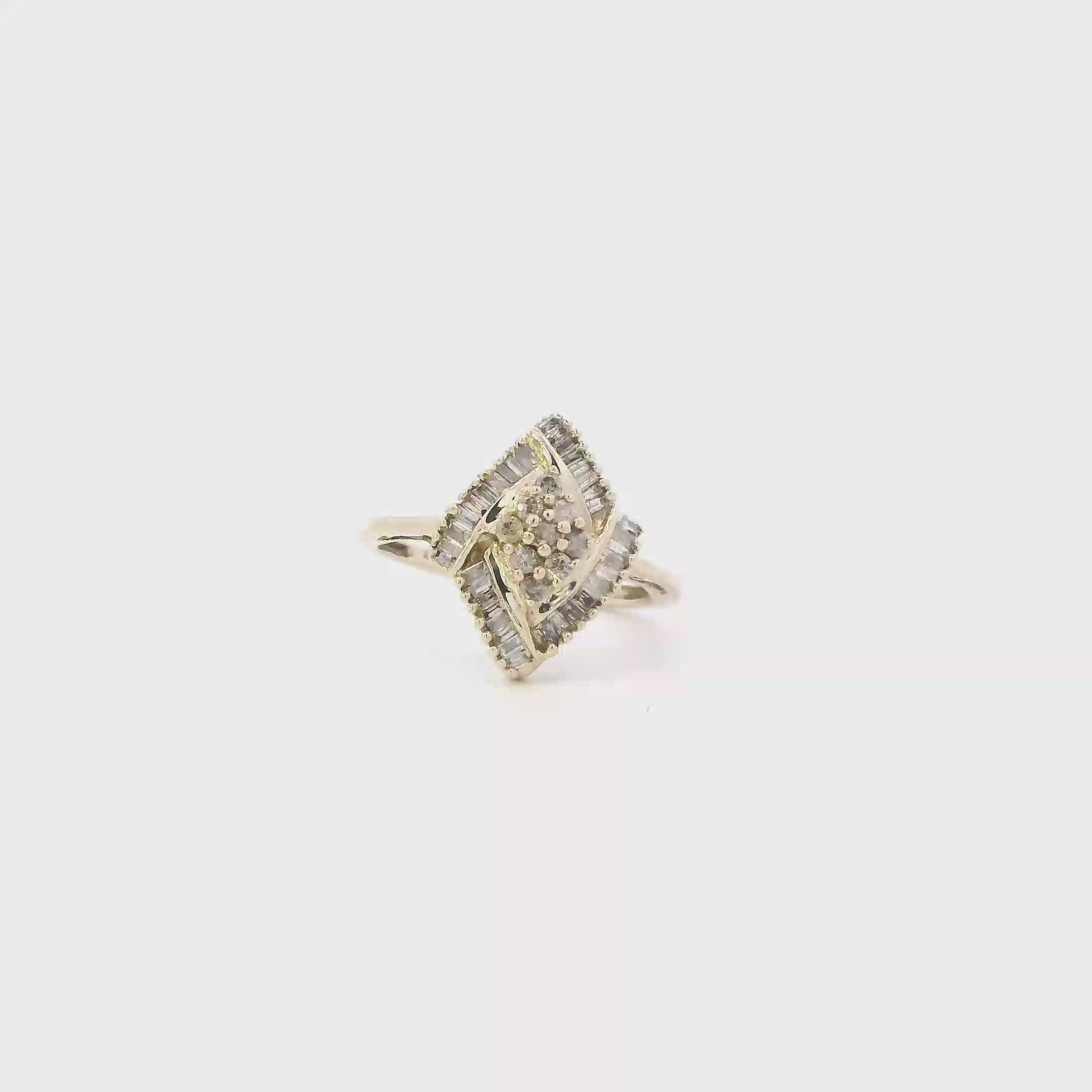 10K Yellow Gold Diamonds Womens Ring - 0.11ct