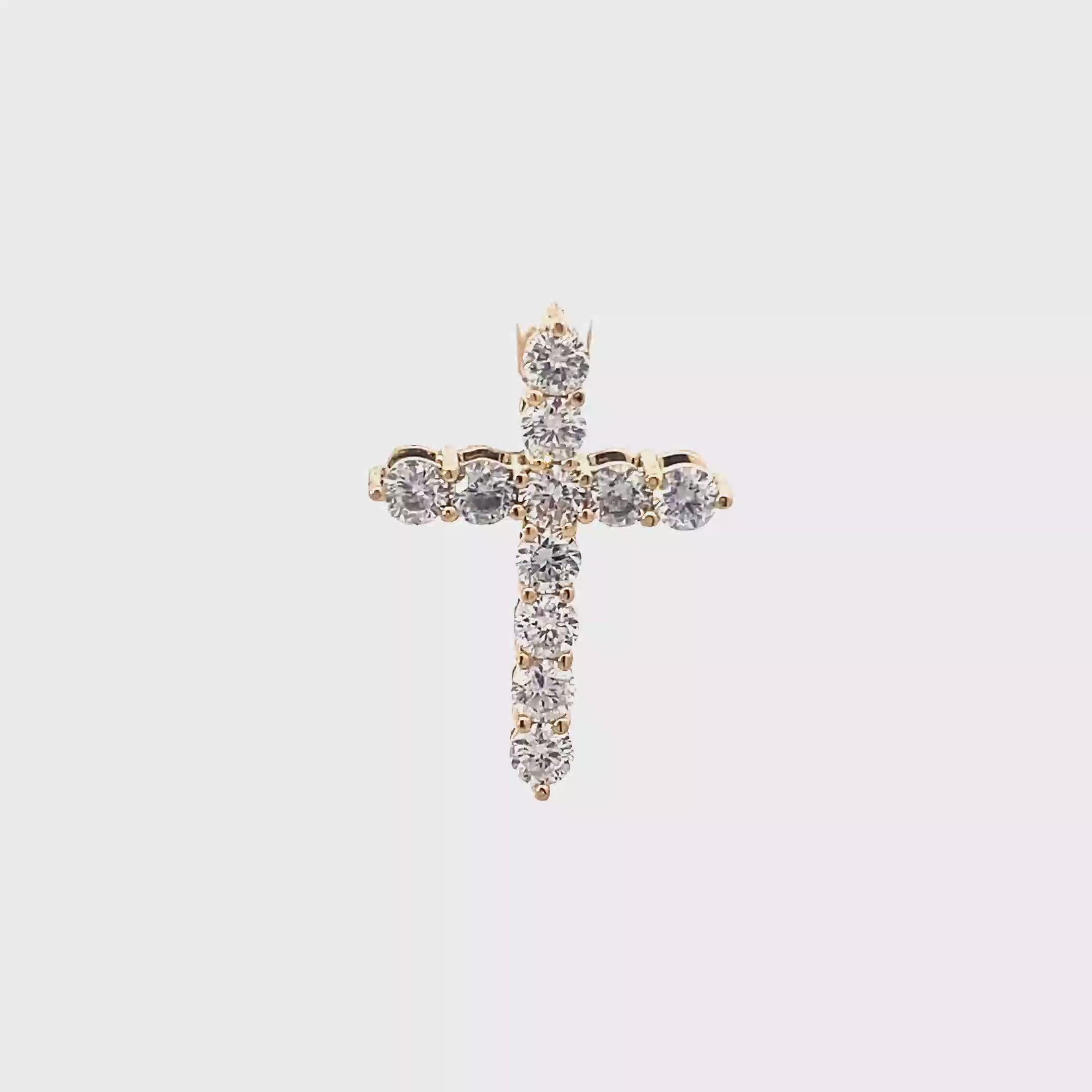 New 10K Yellow Gold Lab Diamond Cross Pendant - 1.15ct