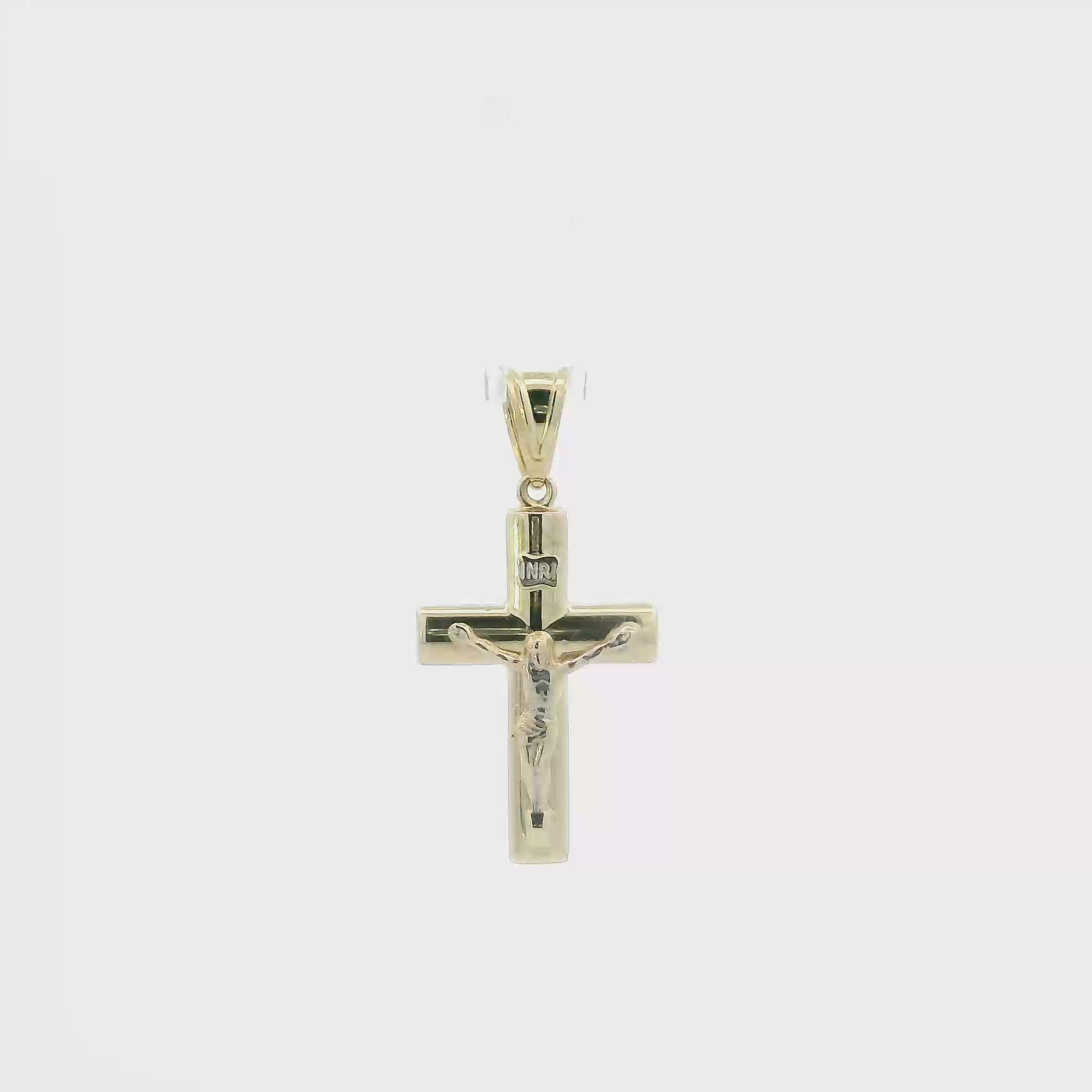 14K Yellow & White Gold Crucifix Pendant